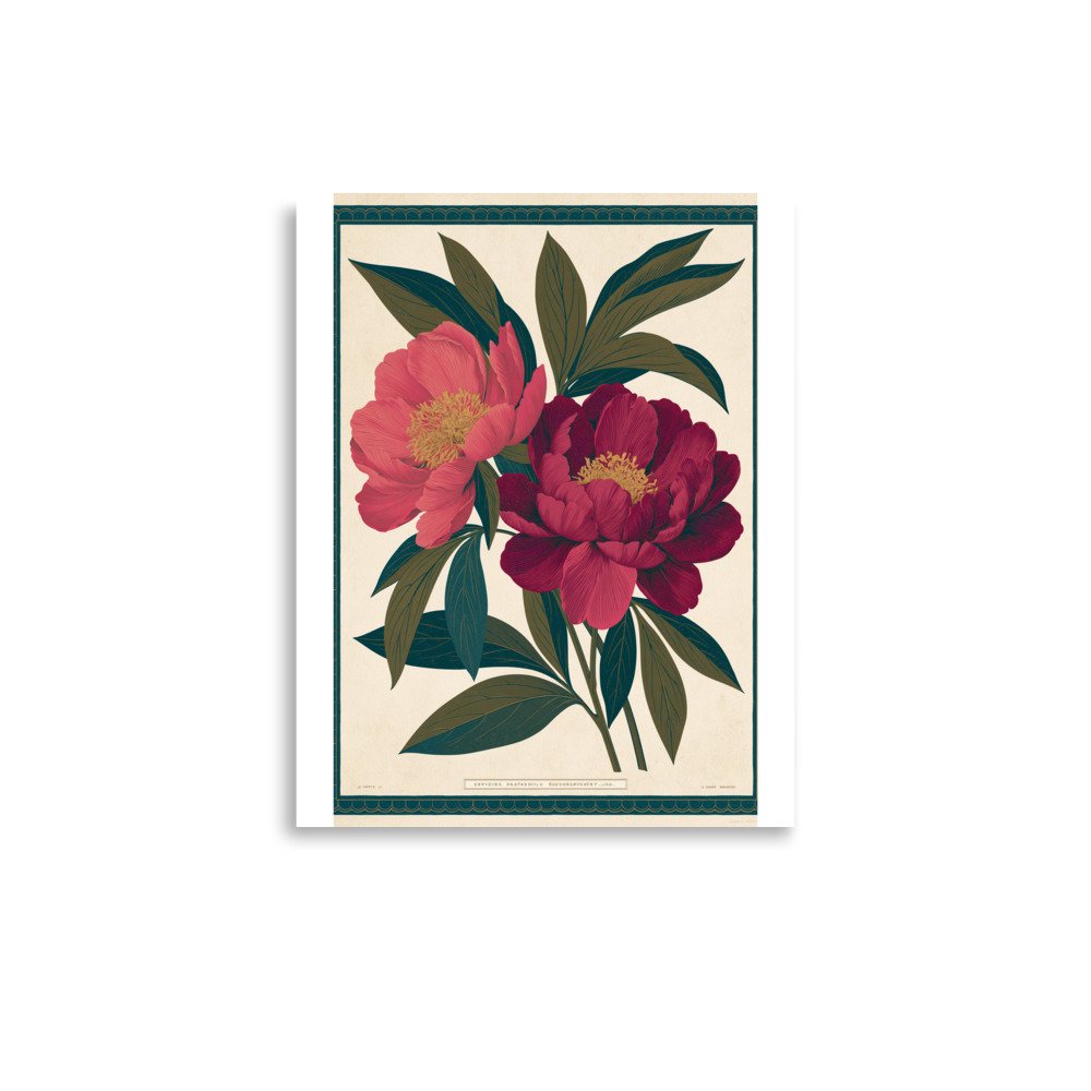 Vintage Peony Botanical Print, Antique Floral Wall Art, Pink Flower Illustration, Botanical Poster, Cottage Core Decor, Maximalist Art - Image 7