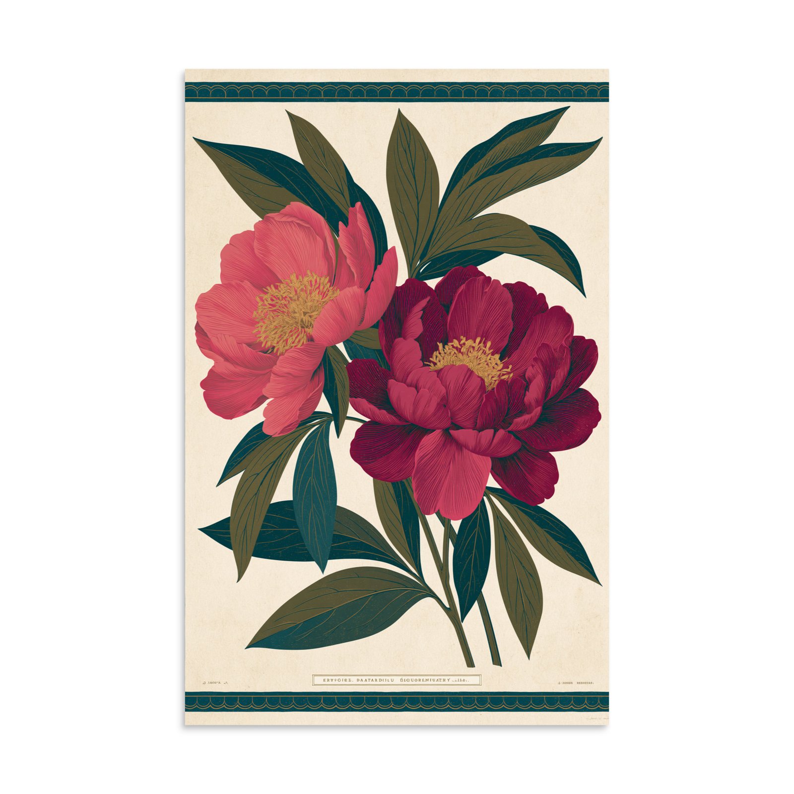 Vintage Peony Botanical Print, Antique Floral Wall Art, Pink Flower Illustration, Botanical Poster, Cottage Core Decor, Maximalist Art - Image 8