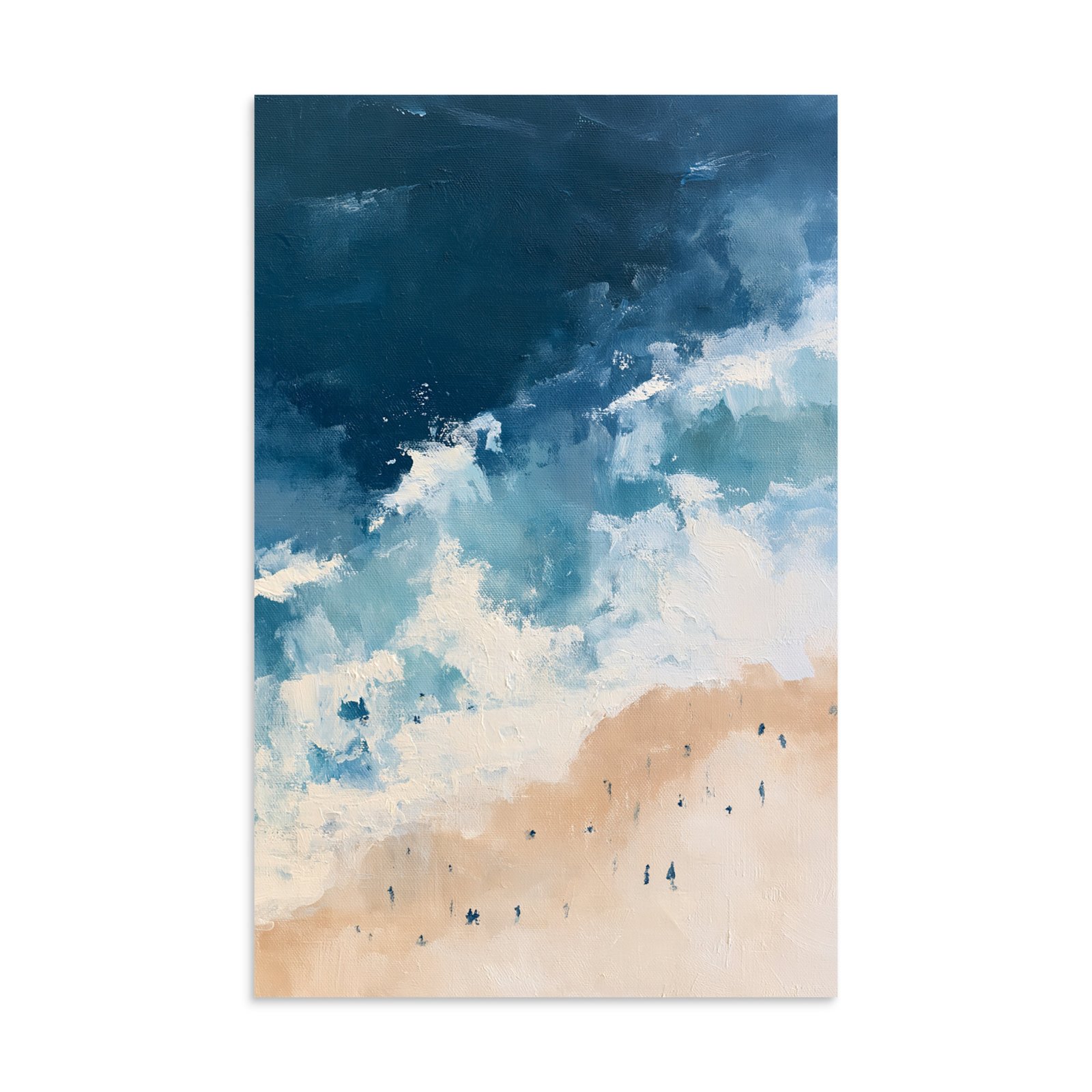 Coastal Beach Wall Art Print, Aerial Ocean Waves Abstract Painting, Nautical Blue Beige Decor, Large Beach House Poster, Coastal Print - Image 8