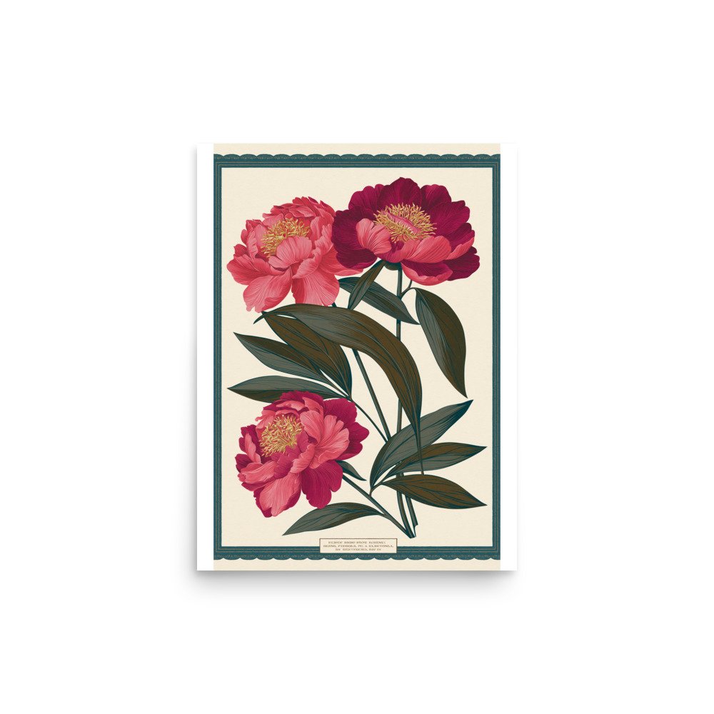Vintage Peony Botanical Print, Pink Flower Wall Art, Antique Floral Illustration, Victorian Bedroom Decor, Cottage Core Art Print - Image 9