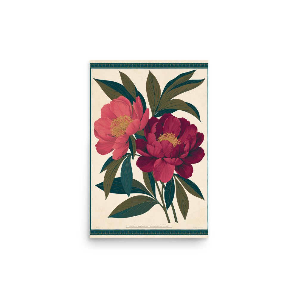 Vintage Peony Botanical Print, Antique Floral Wall Art, Pink Flower Illustration, Botanical Poster, Cottage Core Decor, Maximalist Art - Image 10
