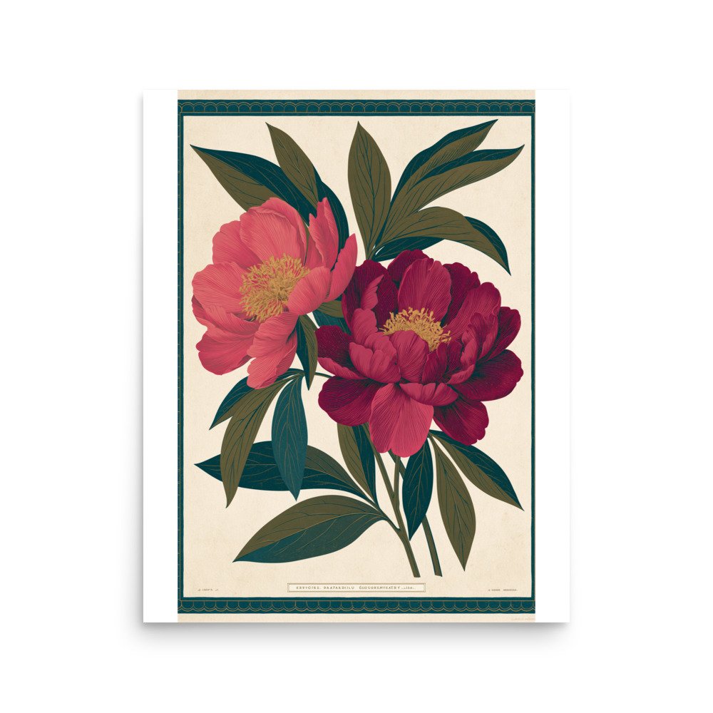 Vintage Peony Botanical Print, Antique Floral Wall Art, Pink Flower Illustration, Botanical Poster, Cottage Core Decor, Maximalist Art - Image 11