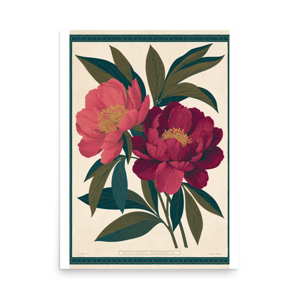 Vintage Peony Botanical Print, Antique Floral Wall Art, Pink Flower Illustration, Botanical Poster, Cottage Core Decor, Maximalist Art - Image 13