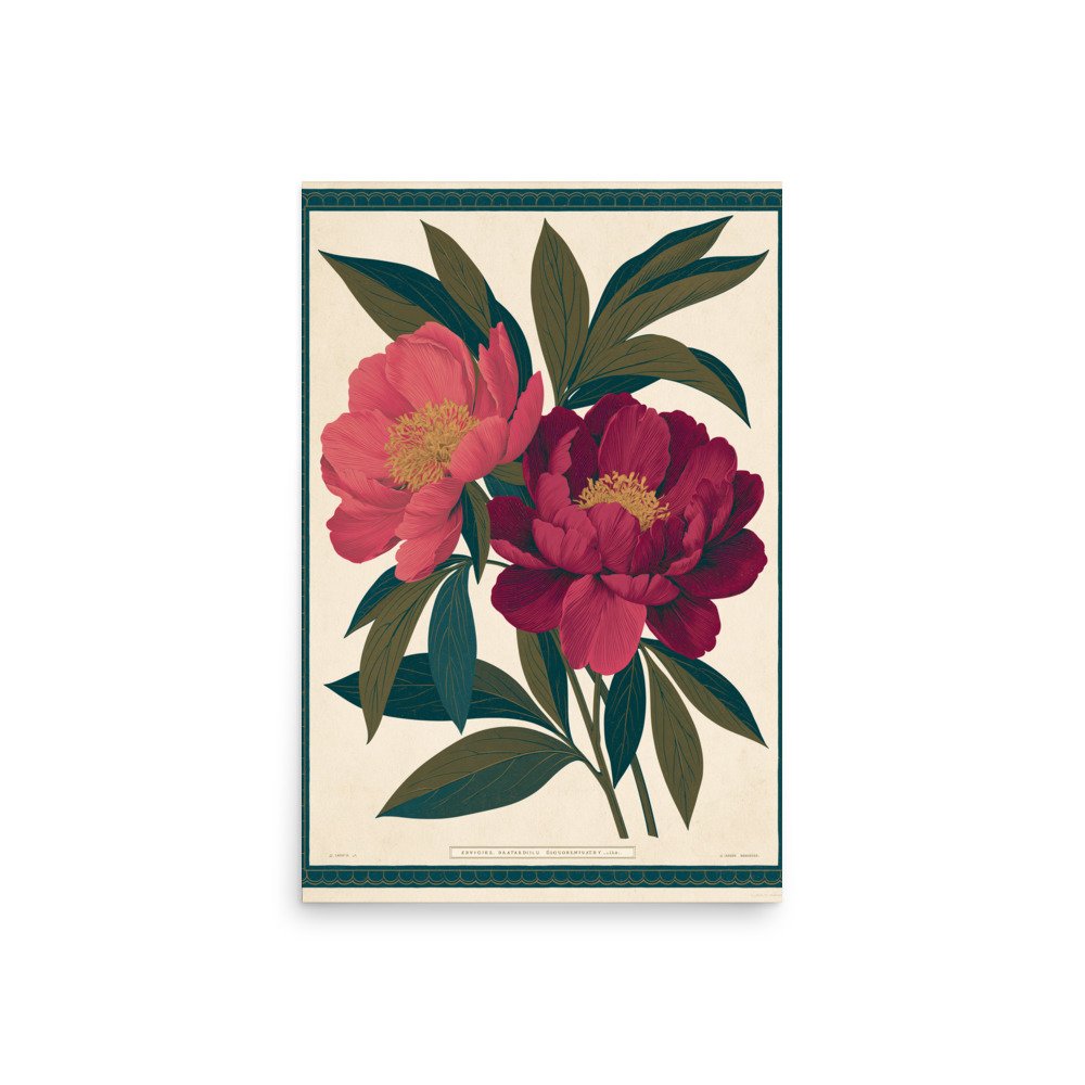 Vintage Peony Botanical Print, Antique Floral Wall Art, Pink Flower Illustration, Botanical Poster, Cottage Core Decor, Maximalist Art - Image 17