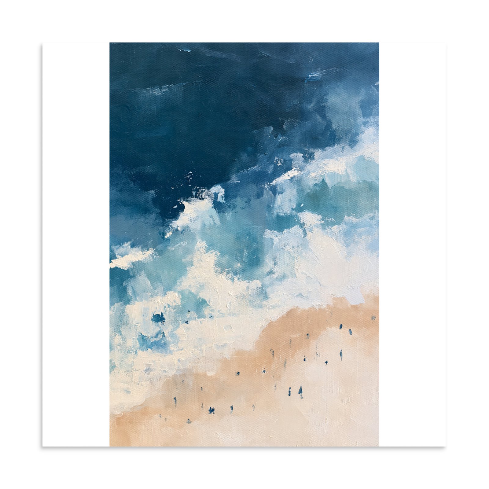 Coastal Beach Wall Art Print, Aerial Ocean Waves Abstract Painting, Nautical Blue Beige Decor, Large Beach House Poster, Coastal Print - Image 18