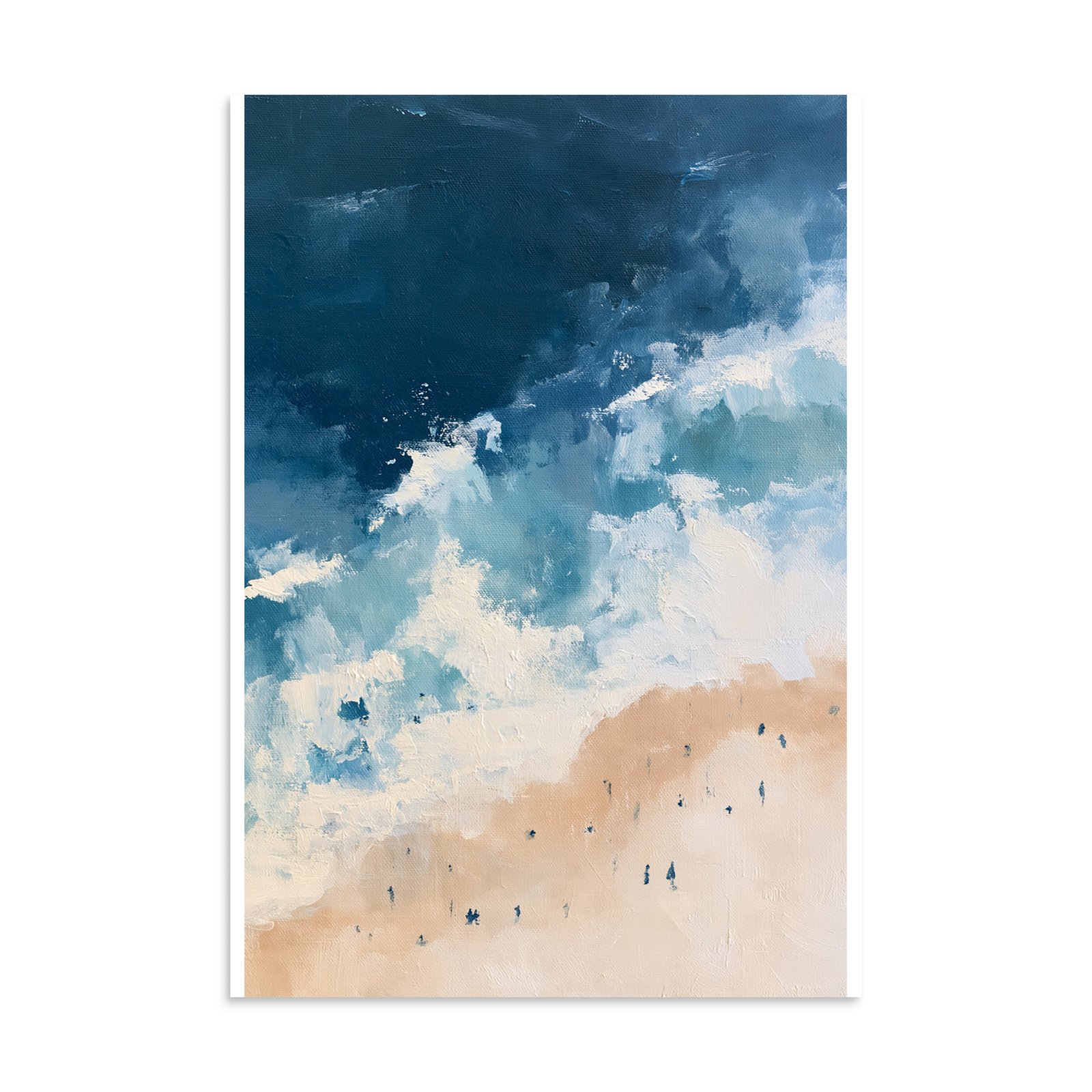 Coastal Beach Wall Art Print, Aerial Ocean Waves Abstract Painting, Nautical Blue Beige Decor, Large Beach House Poster, Coastal Print - Image 22
