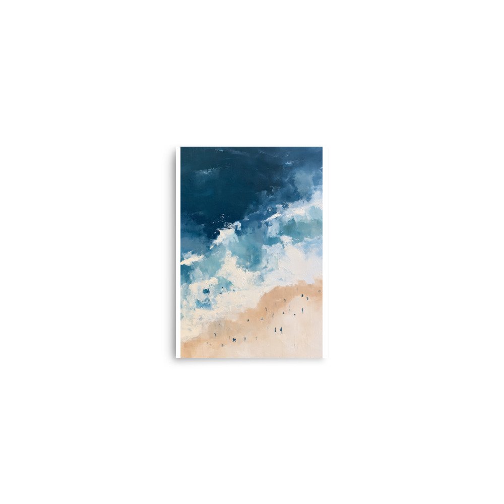 Coastal Beach Wall Art Print, Aerial Ocean Waves Abstract Painting, Nautical Blue Beige Decor, Large Beach House Poster, Coastal Print - Image 24