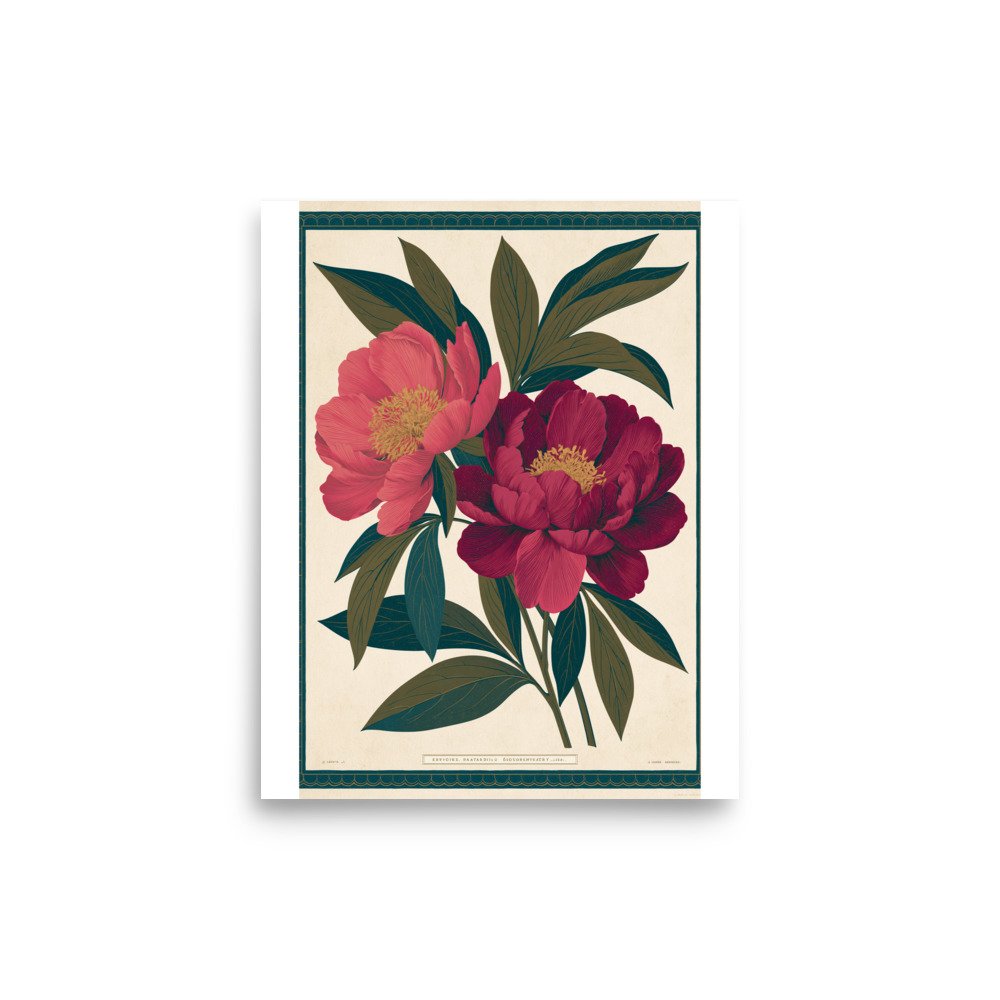 Vintage Peony Botanical Print, Antique Floral Wall Art, Pink Flower Illustration, Botanical Poster, Cottage Core Decor, Maximalist Art - Image 26