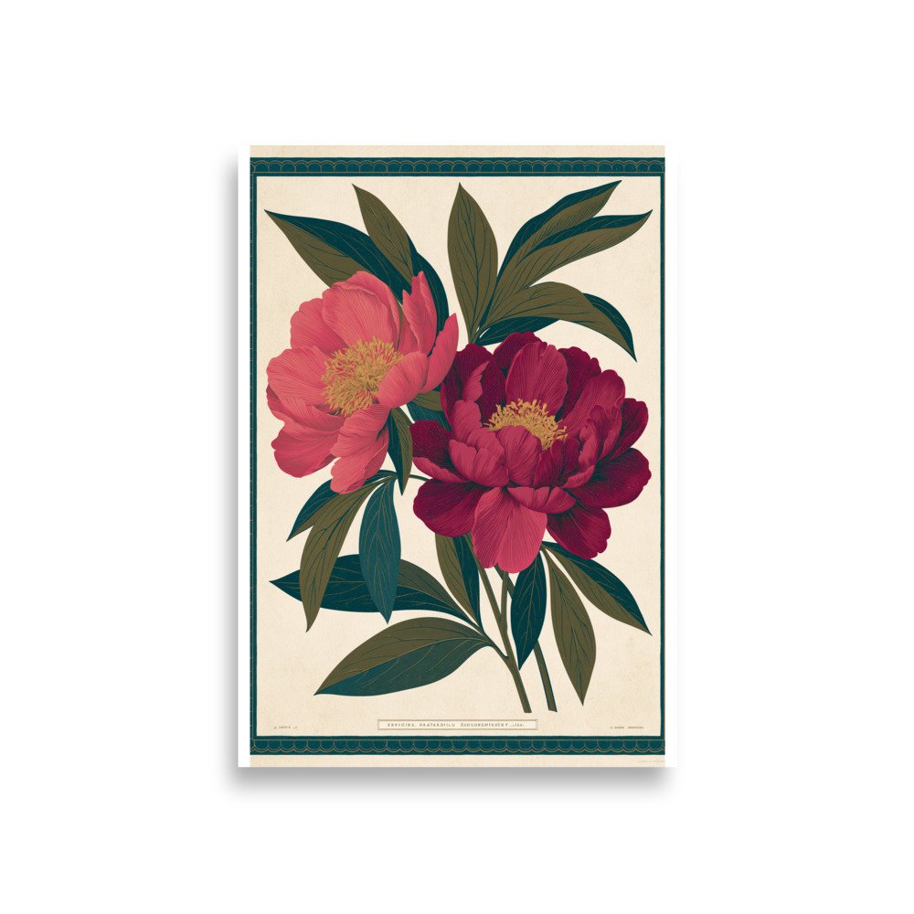 Vintage Peony Botanical Print, Antique Floral Wall Art, Pink Flower Illustration, Botanical Poster, Cottage Core Decor, Maximalist Art - Image 4