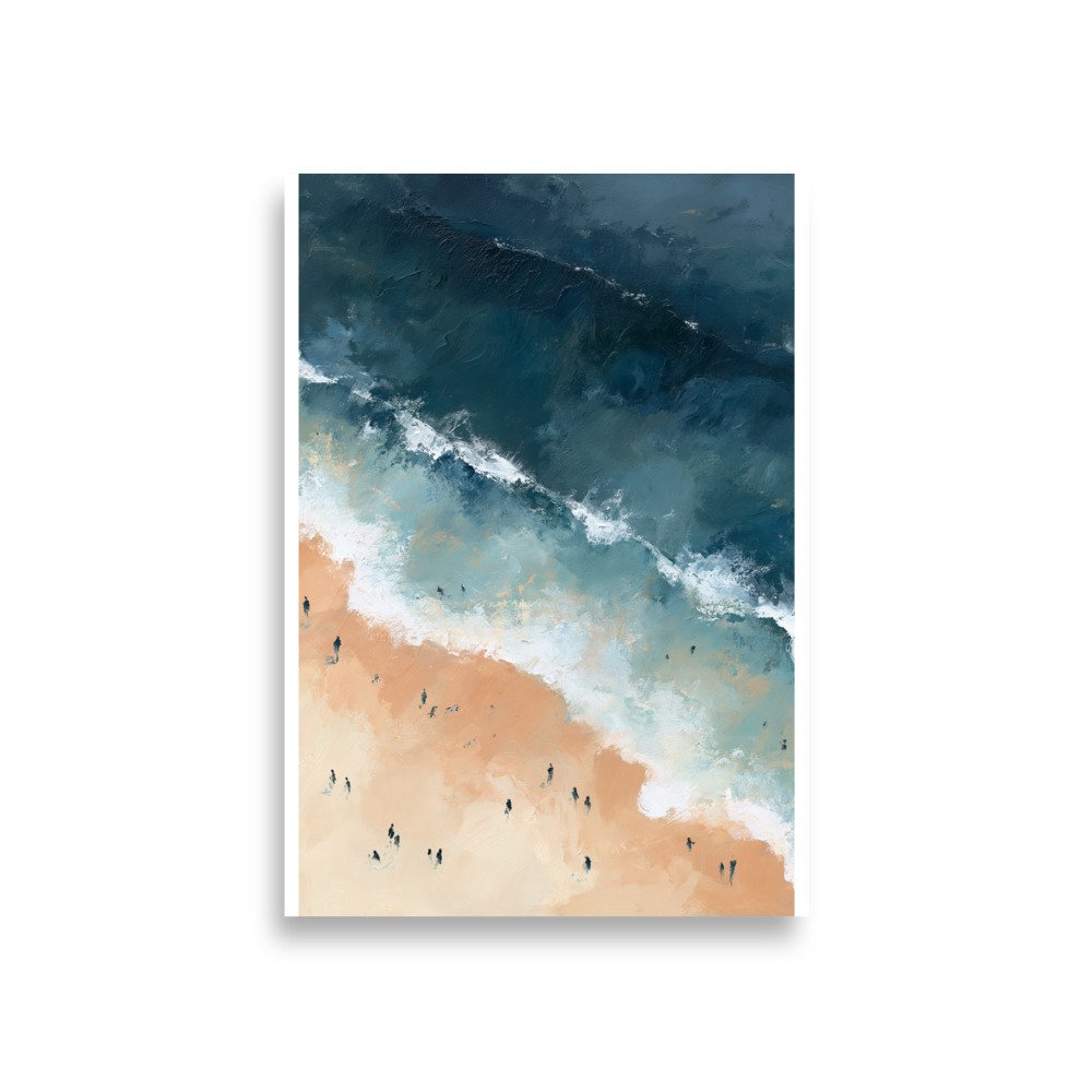 Coastal Beach Print Aerial Ocean Wall Art | Teal Blue Beige Waves Painting | Modern Coastal Decor | Nautical Printable Wall Art - Image 4