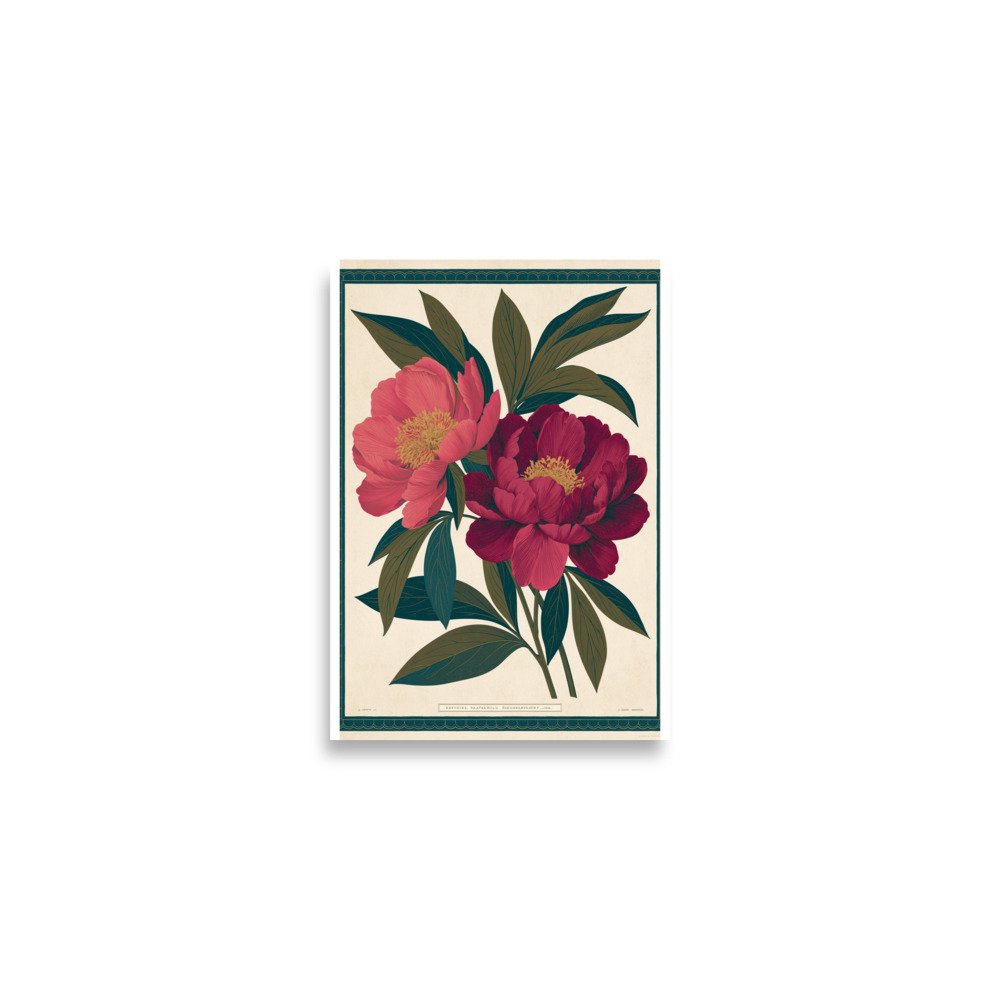 Vintage Peony Botanical Print, Antique Floral Wall Art, Pink Flower Illustration, Botanical Poster, Cottage Core Decor, Maximalist Art - Image 5