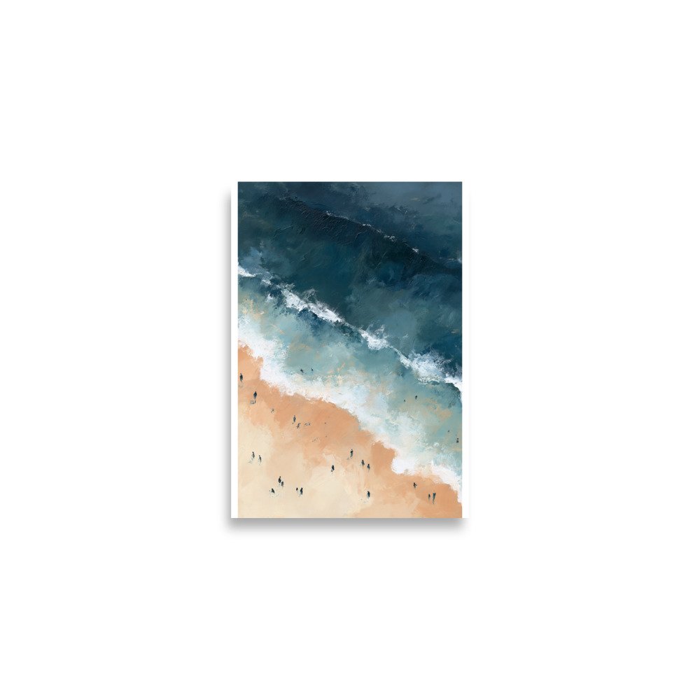 Coastal Beach Print Aerial Ocean Wall Art | Teal Blue Beige Waves Painting | Modern Coastal Decor | Nautical Printable Wall Art - Image 5