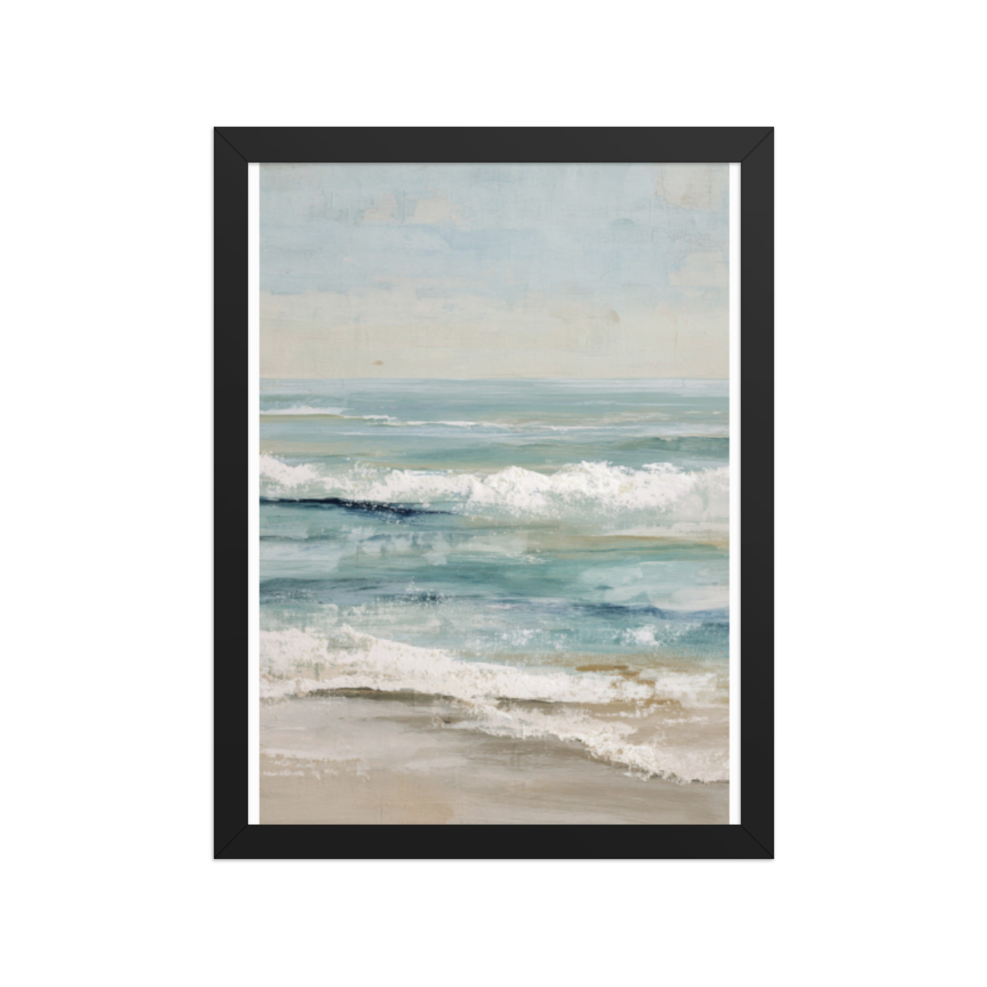 Coastal Ocean Waves Framed Wall Art, Serene Beach Seascape Print, Calm Blue Sea Shore Decor - Image 5
