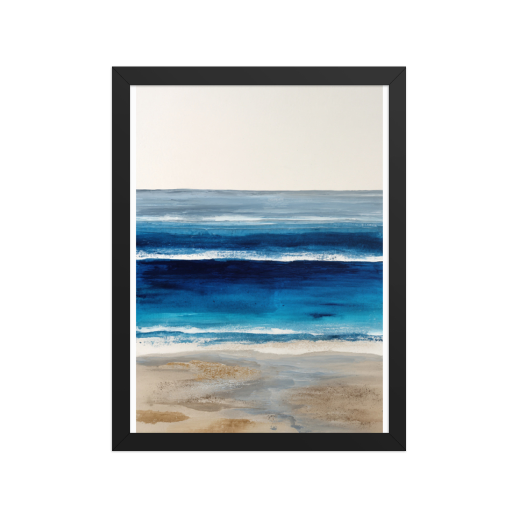 Abstract Blue Ocean Waves Watercolour Framed Print | Coastal Wall Art | Modern Beach Seascape - Image 5