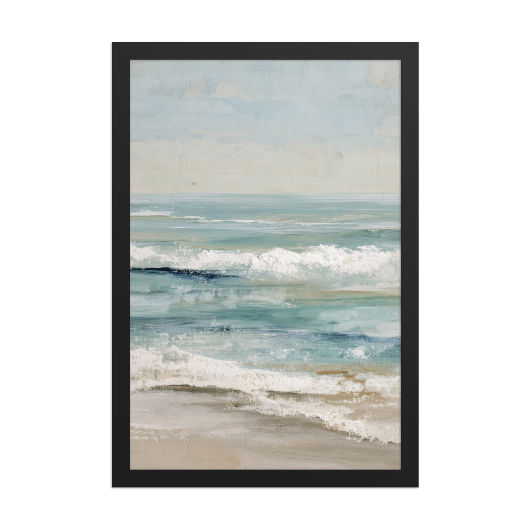 Coastal Ocean Waves Framed Wall Art, Serene Beach Seascape Print, Calm Blue Sea Shore Decor - Image 7