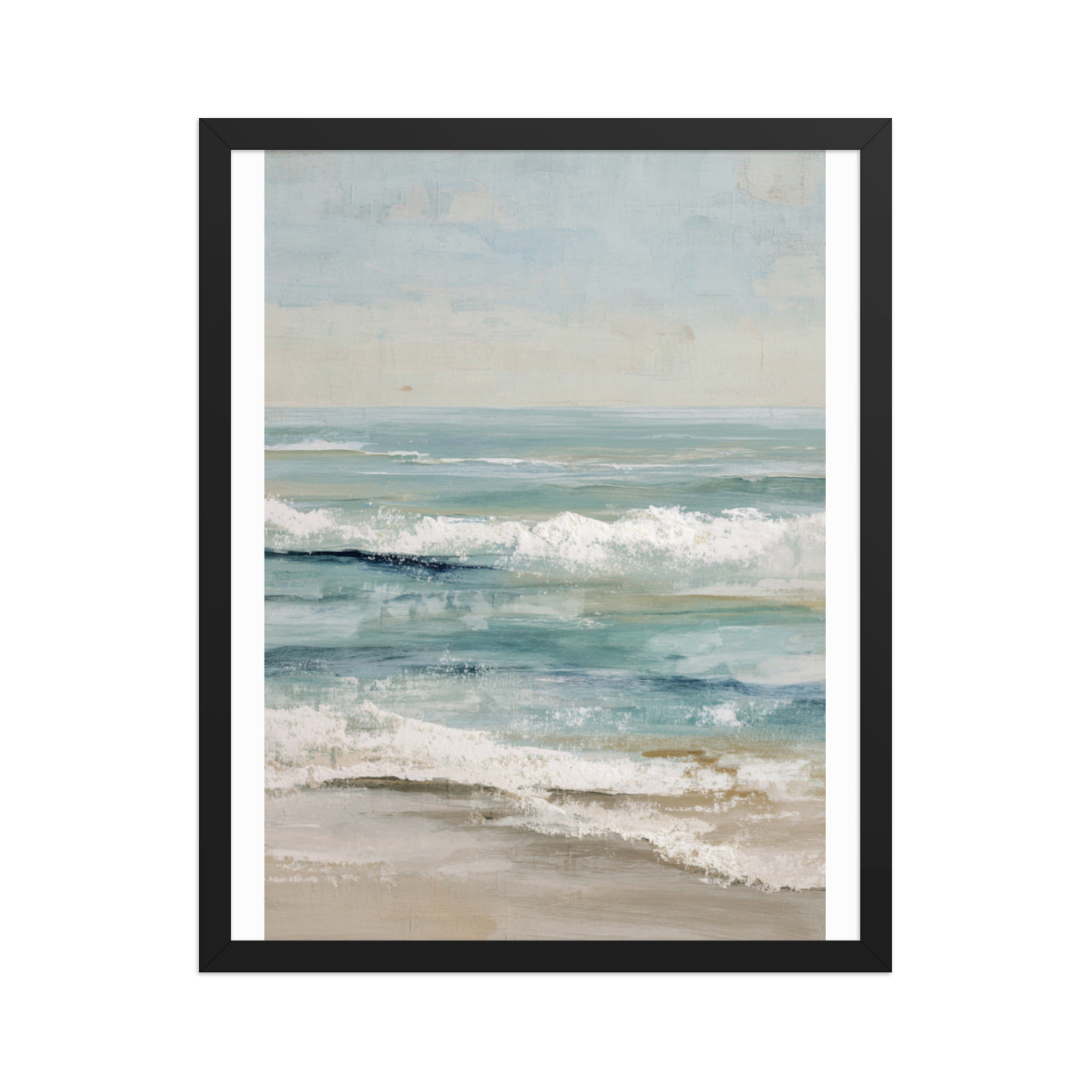 Coastal Ocean Waves Framed Wall Art, Serene Beach Seascape Print, Calm Blue Sea Shore Decor - Image 9
