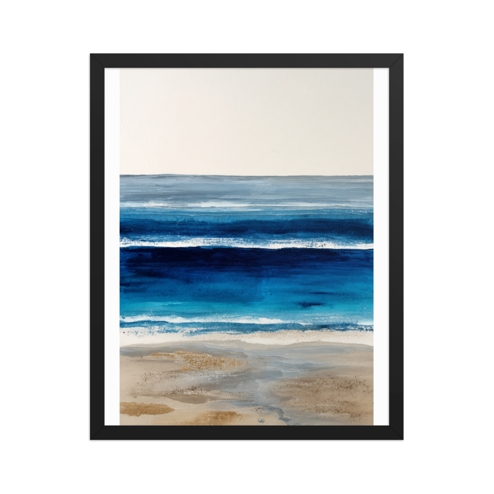 Abstract Blue Ocean Waves Watercolour Framed Print | Coastal Wall Art | Modern Beach Seascape - Image 9