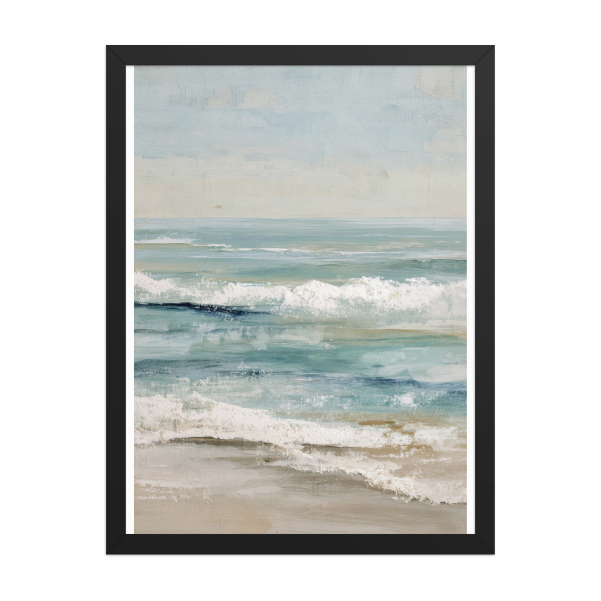 Coastal Ocean Waves Framed Wall Art, Serene Beach Seascape Print, Calm Blue Sea Shore Decor - Image 11