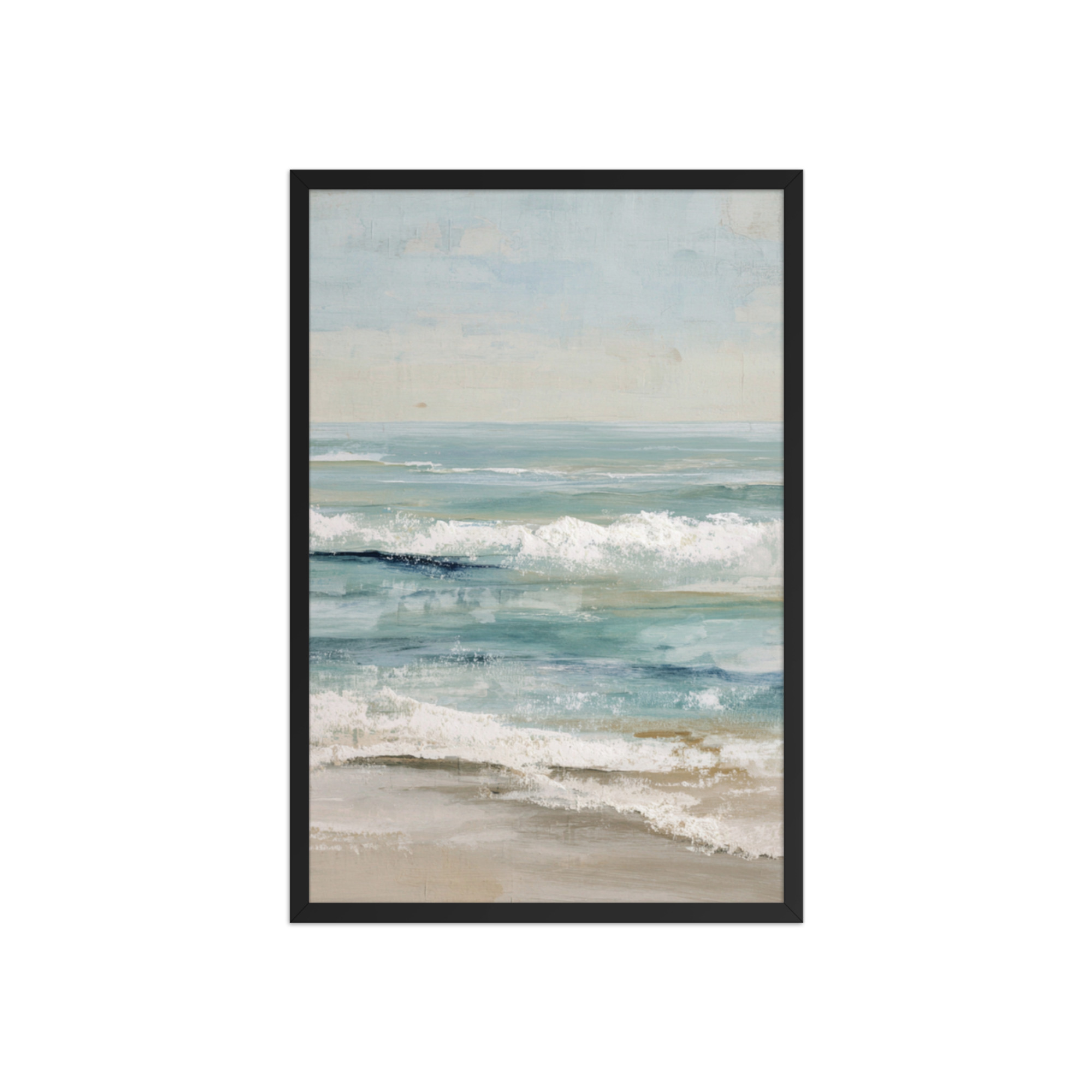 Coastal Ocean Waves Framed Wall Art, Serene Beach Seascape Print, Calm Blue Sea Shore Decor - Image 13