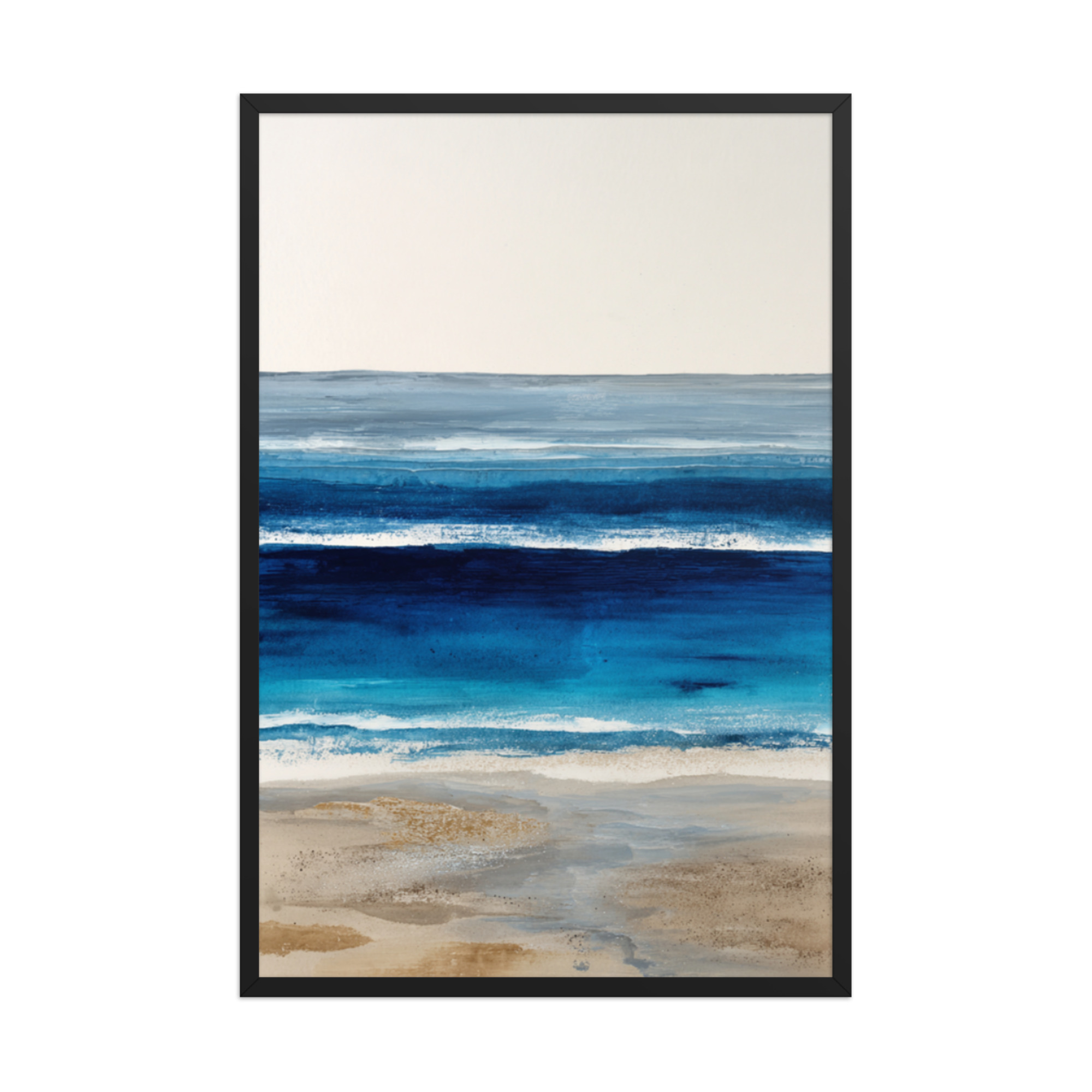 Deep Blue Ocean Framed Wall Art Print, Navy Abstract Seascape, Coastal Sandy Shore Decor - Image 15