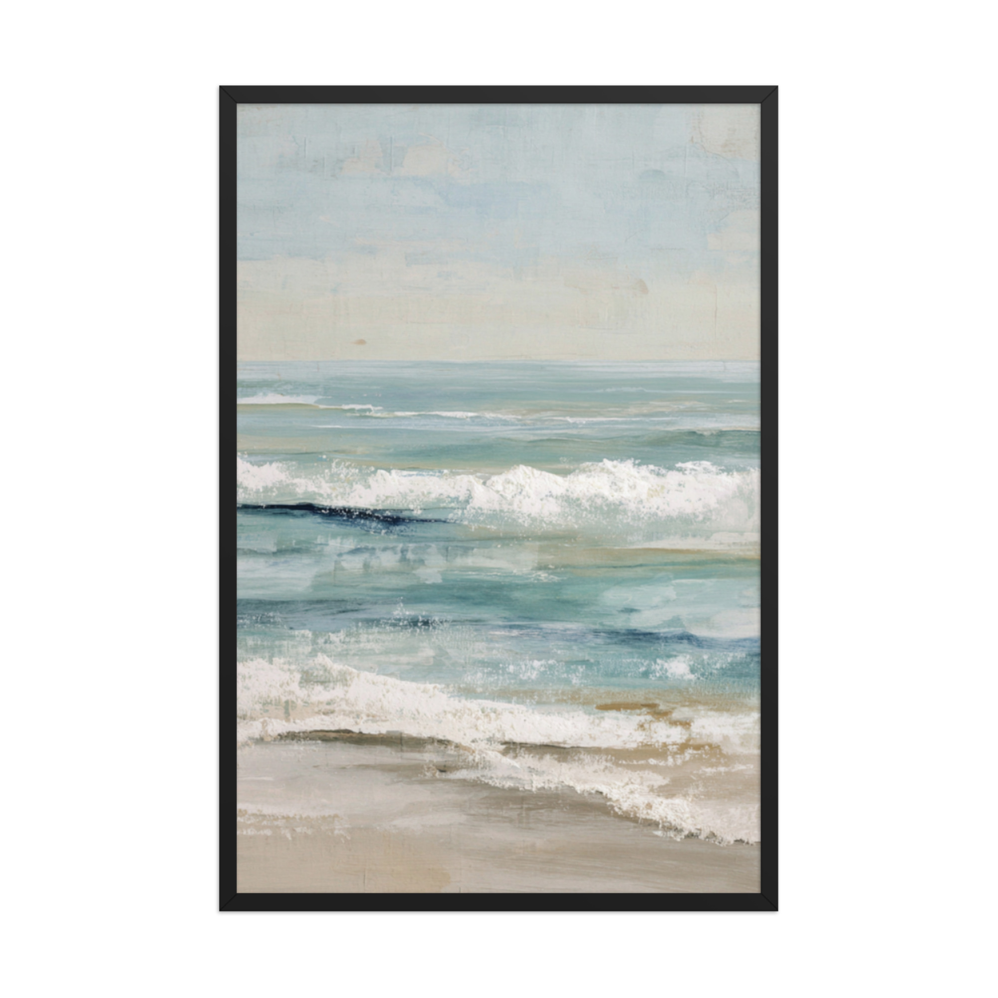 Coastal Ocean Waves Framed Wall Art, Serene Beach Seascape Print, Calm Blue Sea Shore Decor - Image 15