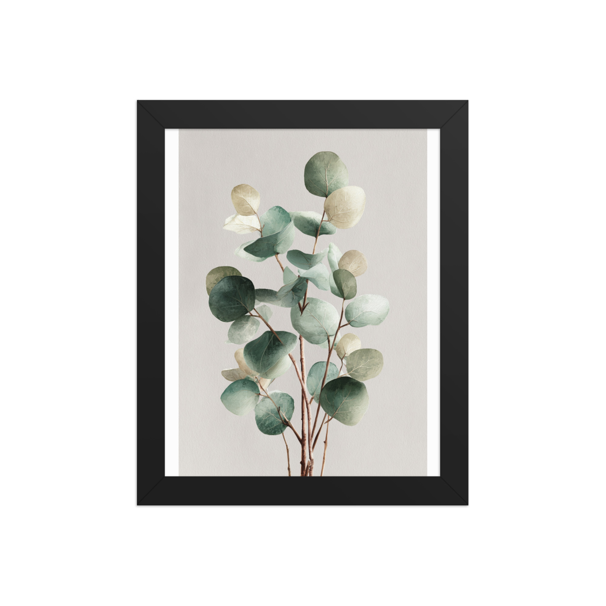 Eucalyptus Framed Wall Art, Sage Green Botanical Leaf Print, Minimalist Boho Decor
