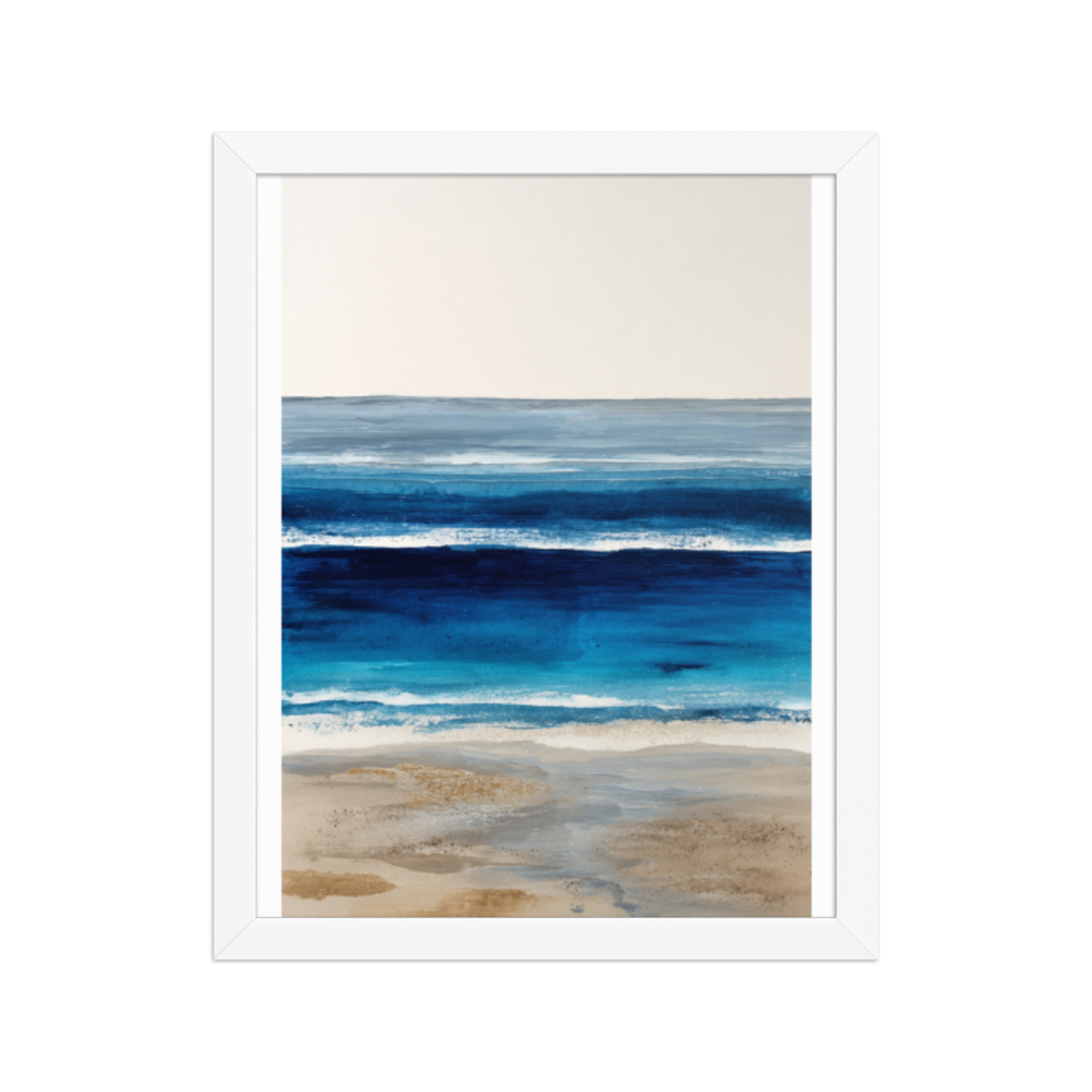 Abstract Blue Ocean Waves Watercolour Framed Print | Coastal Wall Art | Modern Beach Seascape - Image 4