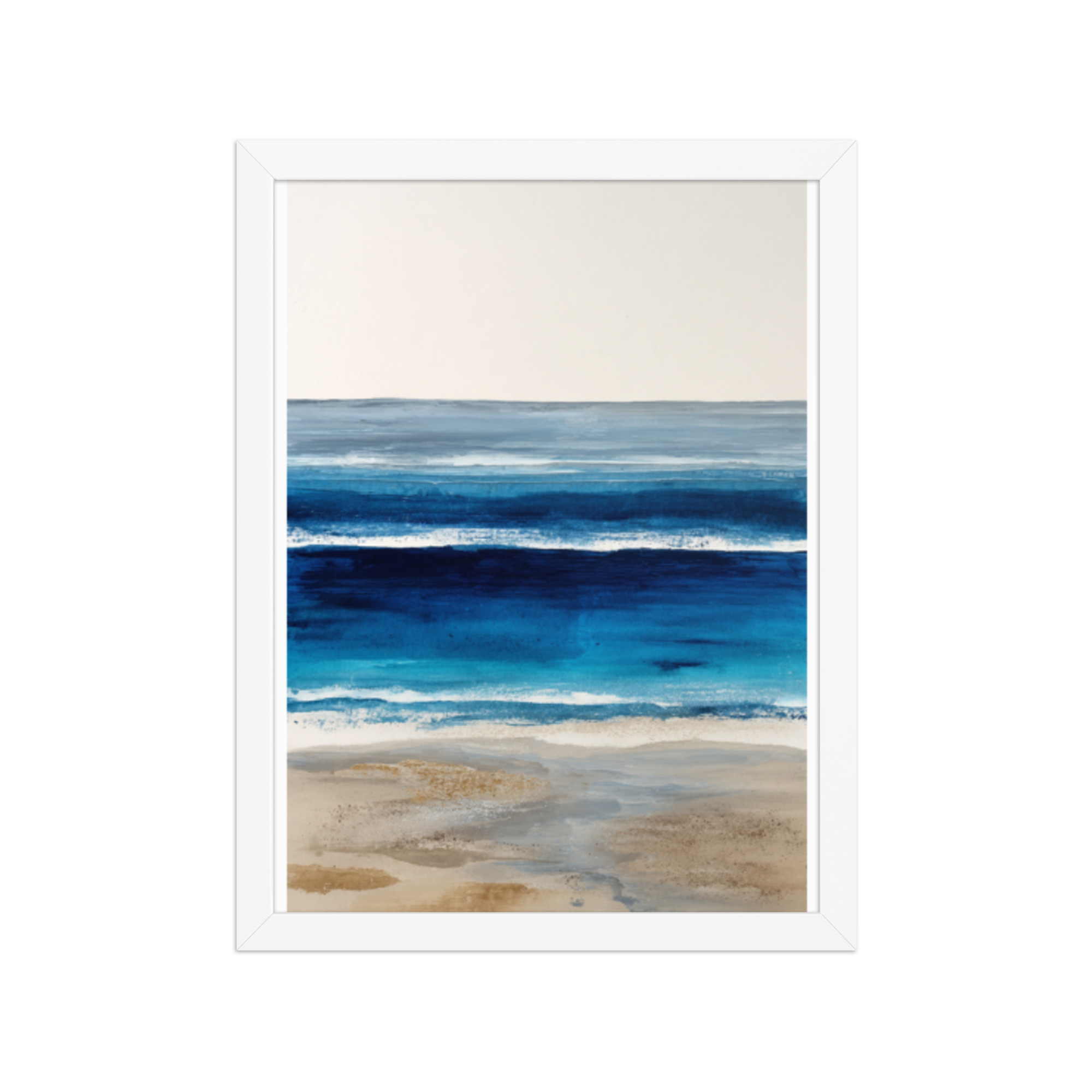 Deep Blue Ocean Framed Wall Art Print, Navy Abstract Seascape, Coastal Sandy Shore Decor - Image 6