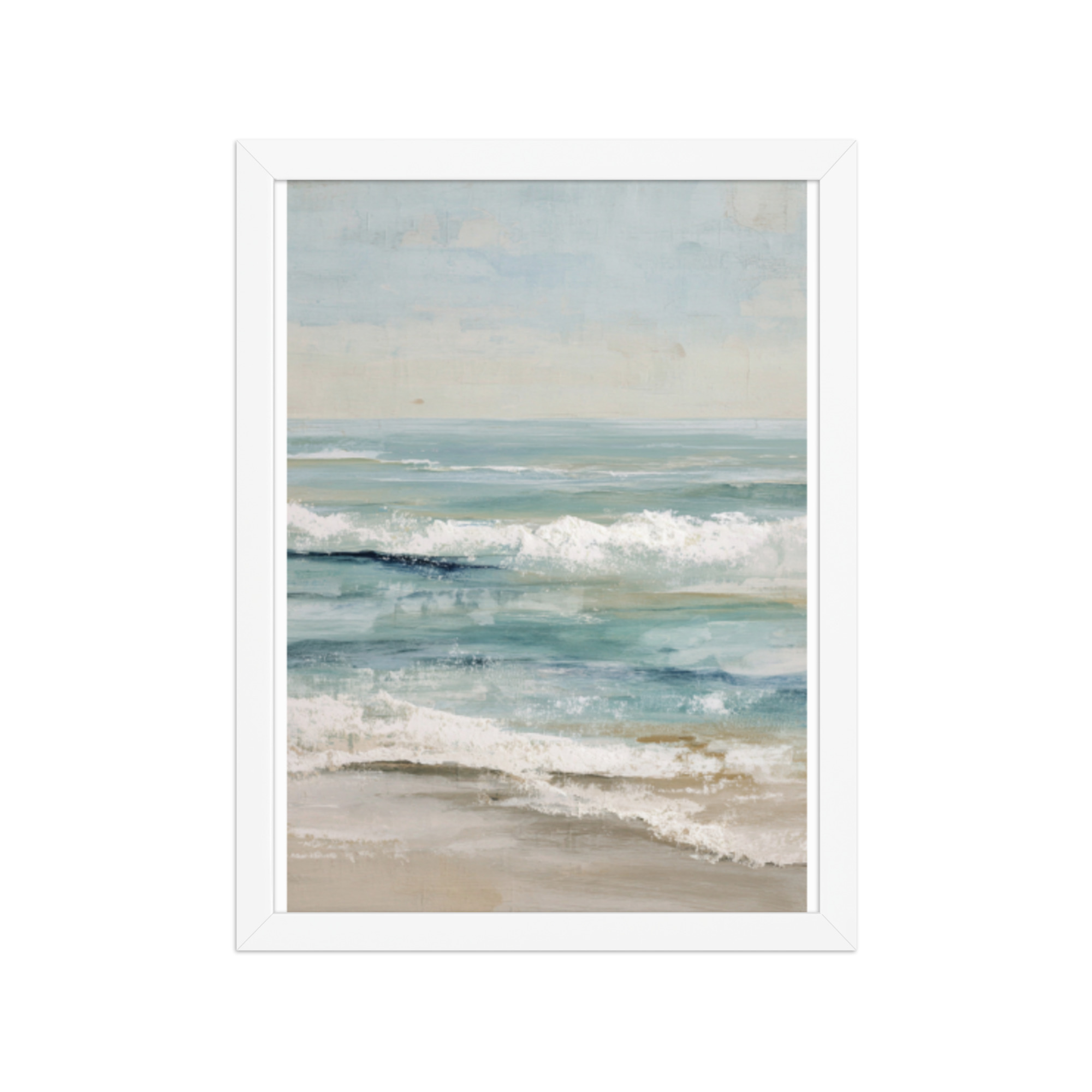 Coastal Ocean Waves Framed Wall Art, Serene Beach Seascape Print, Calm Blue Sea Shore Decor - Image 6