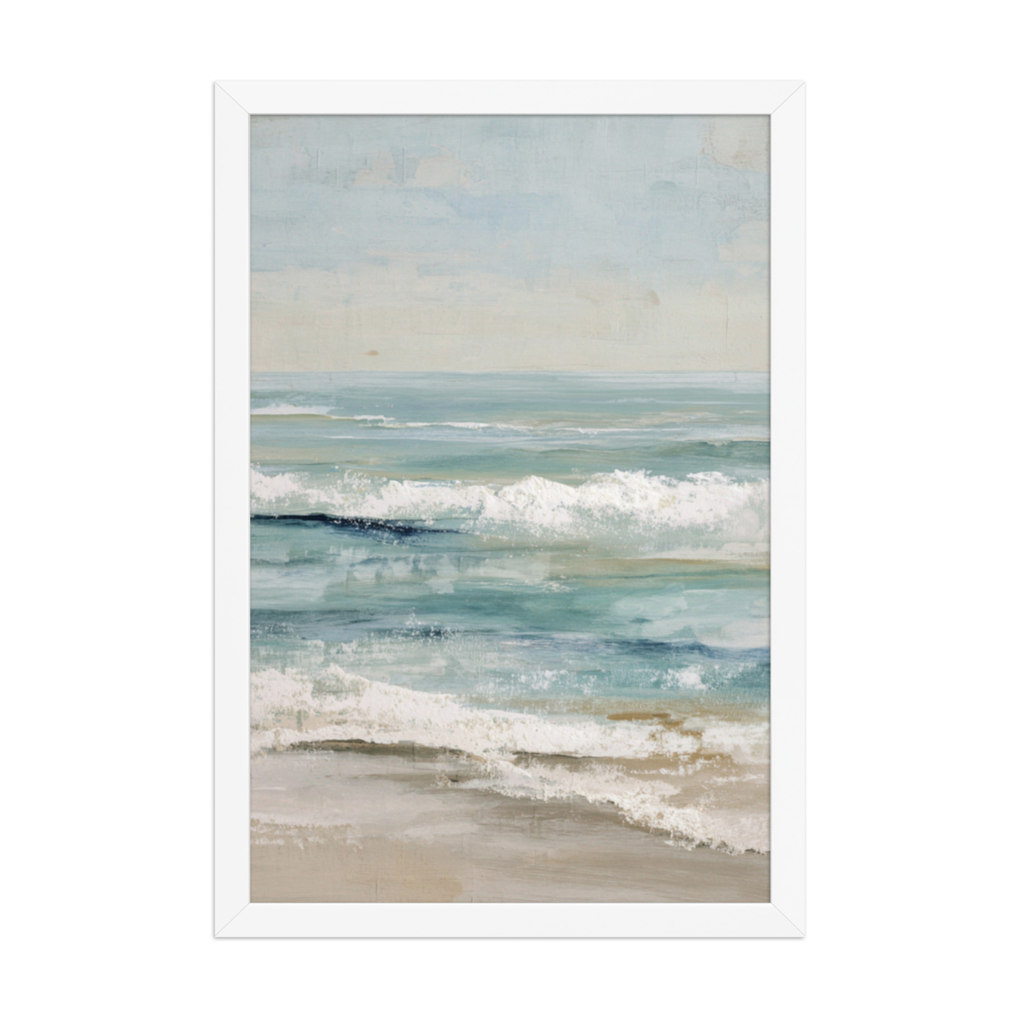 Coastal Ocean Waves Framed Wall Art, Serene Beach Seascape Print, Calm Blue Sea Shore Decor - Image 8