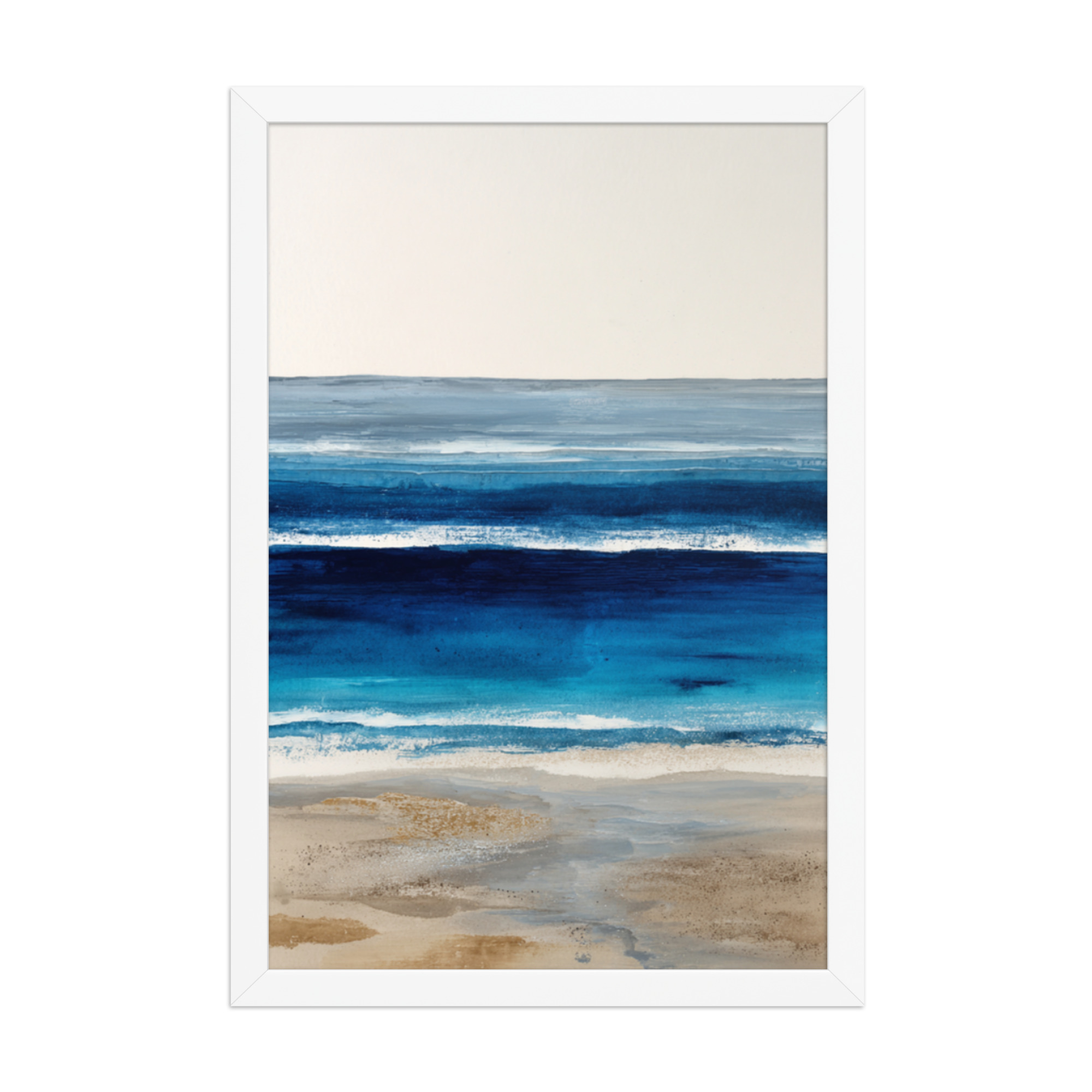 Abstract Blue Ocean Waves Watercolour Framed Print | Coastal Wall Art | Modern Beach Seascape - Image 8