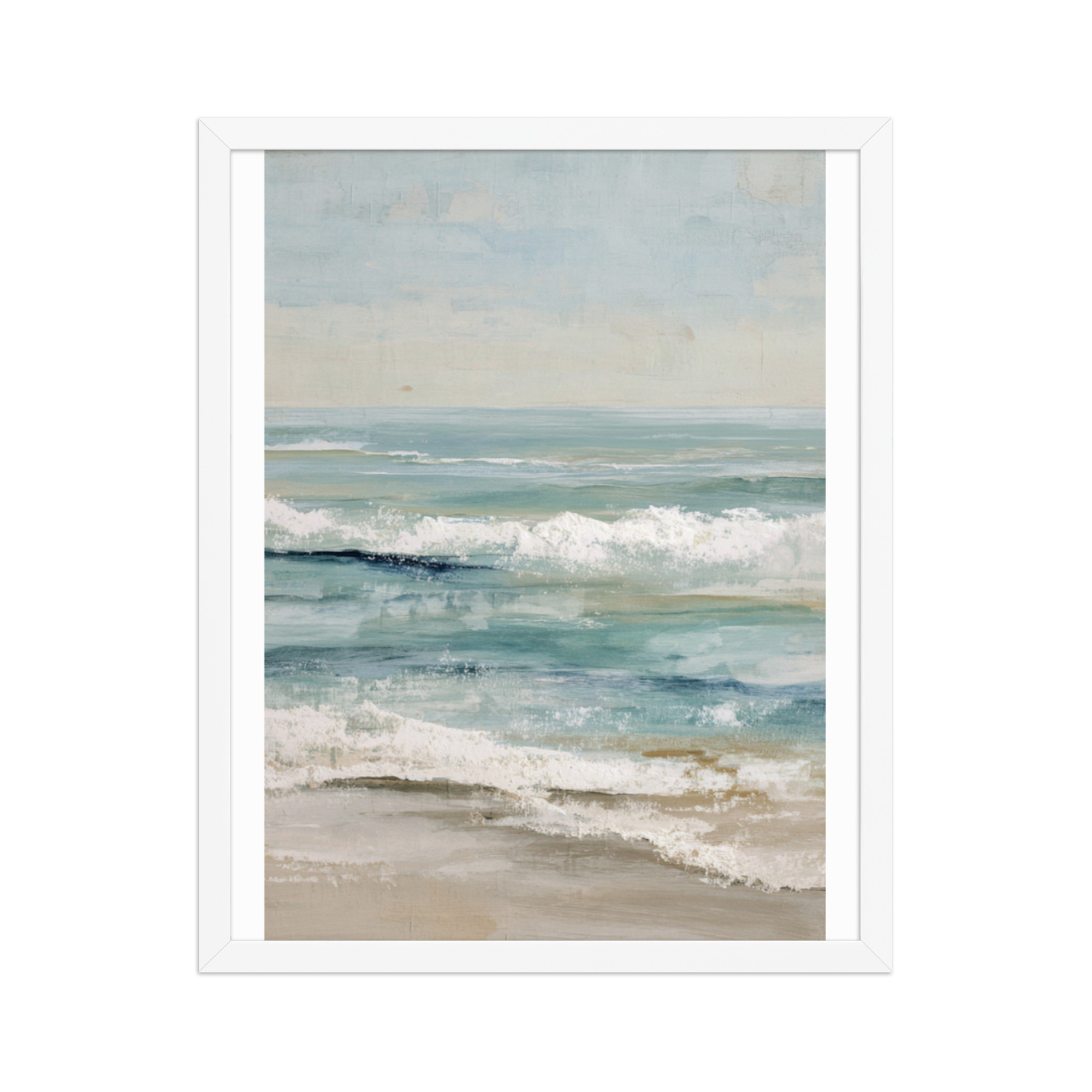 Coastal Ocean Waves Framed Wall Art, Serene Beach Seascape Print, Calm Blue Sea Shore Decor - Image 10