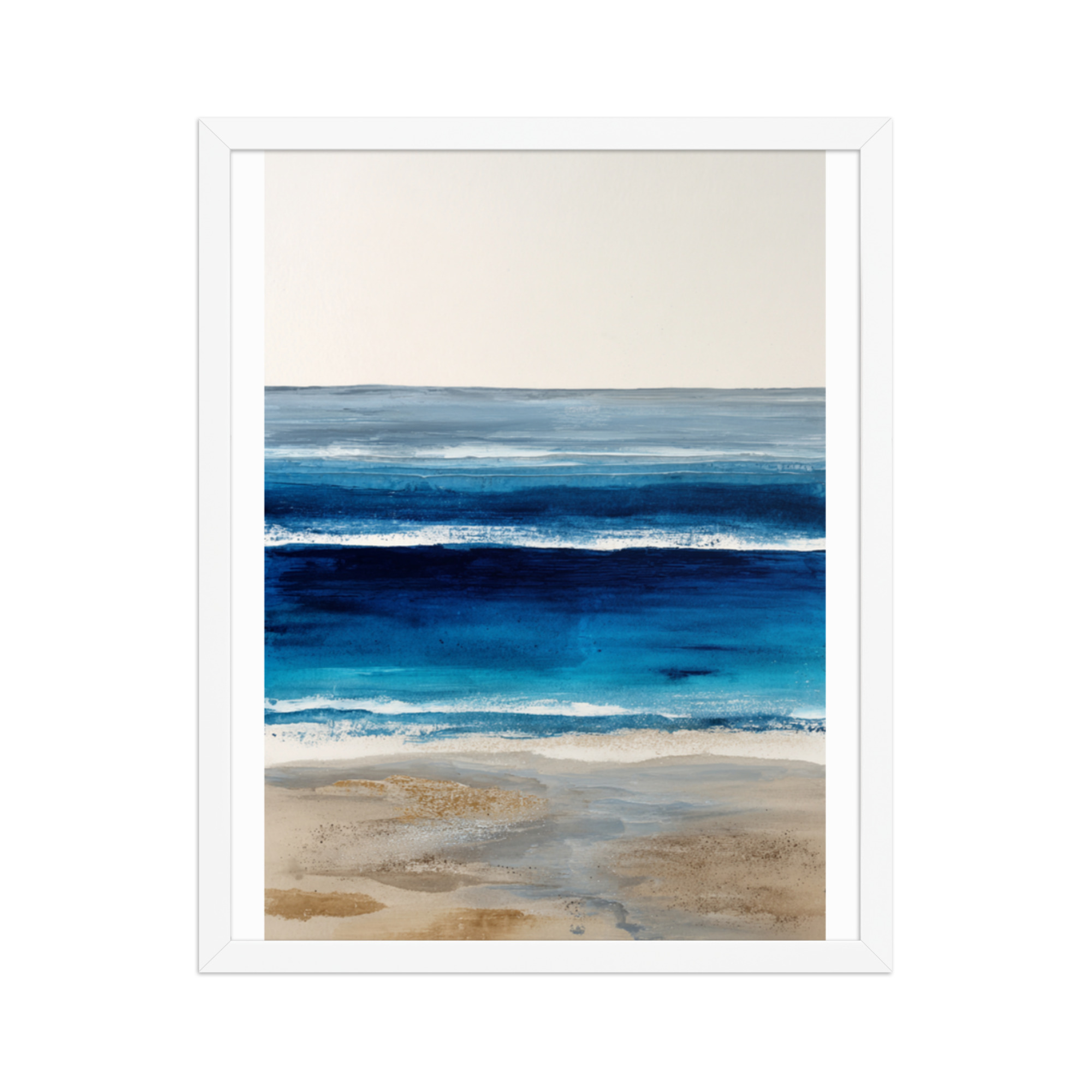 Abstract Blue Ocean Waves Watercolour Framed Print | Coastal Wall Art | Modern Beach Seascape - Image 10