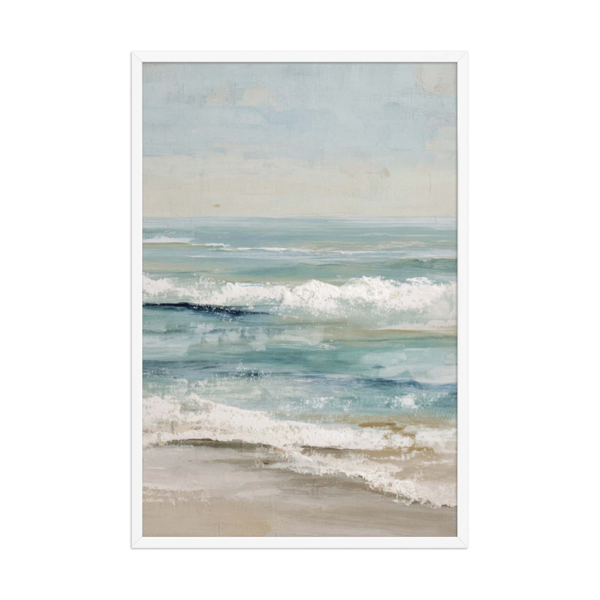 Coastal Ocean Waves Framed Wall Art, Serene Beach Seascape Print, Calm Blue Sea Shore Decor - Image 16