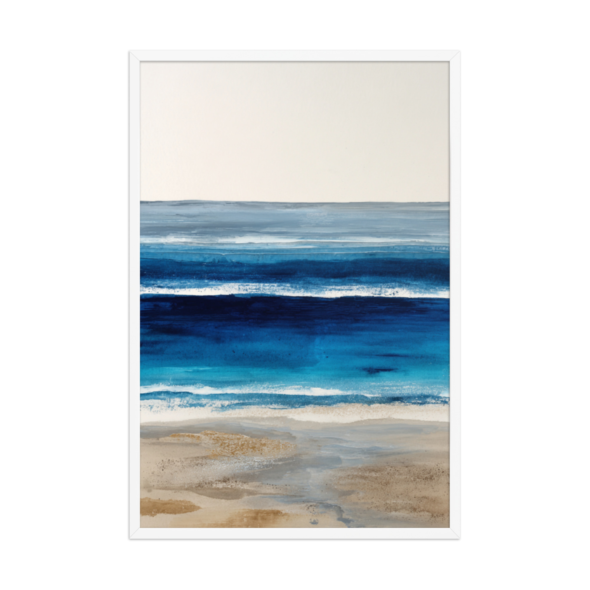 Abstract Blue Ocean Waves Watercolour Framed Print | Coastal Wall Art | Modern Beach Seascape - Image 16