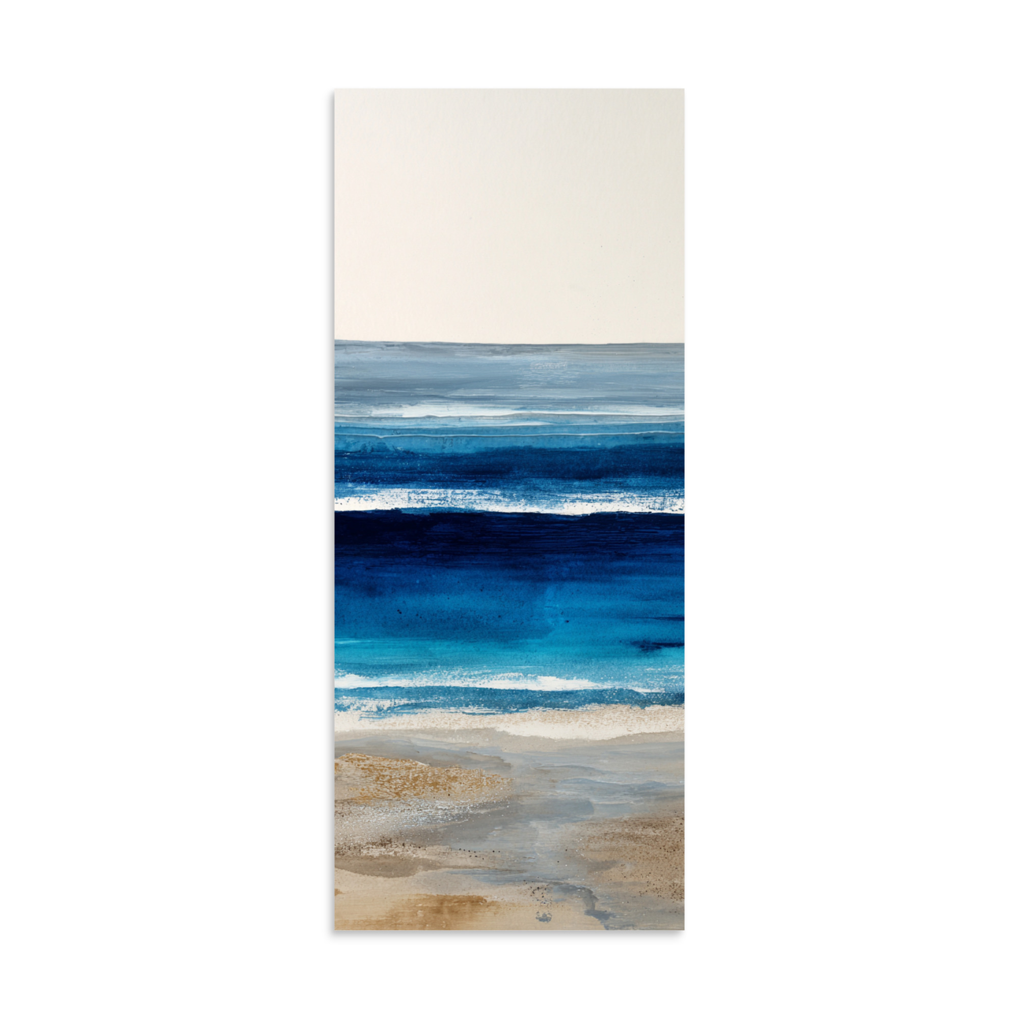 Deep Blue Ocean Wall Art Print, Navy Abstract Seascape, Coastal Sandy Shore Poster - Image 5