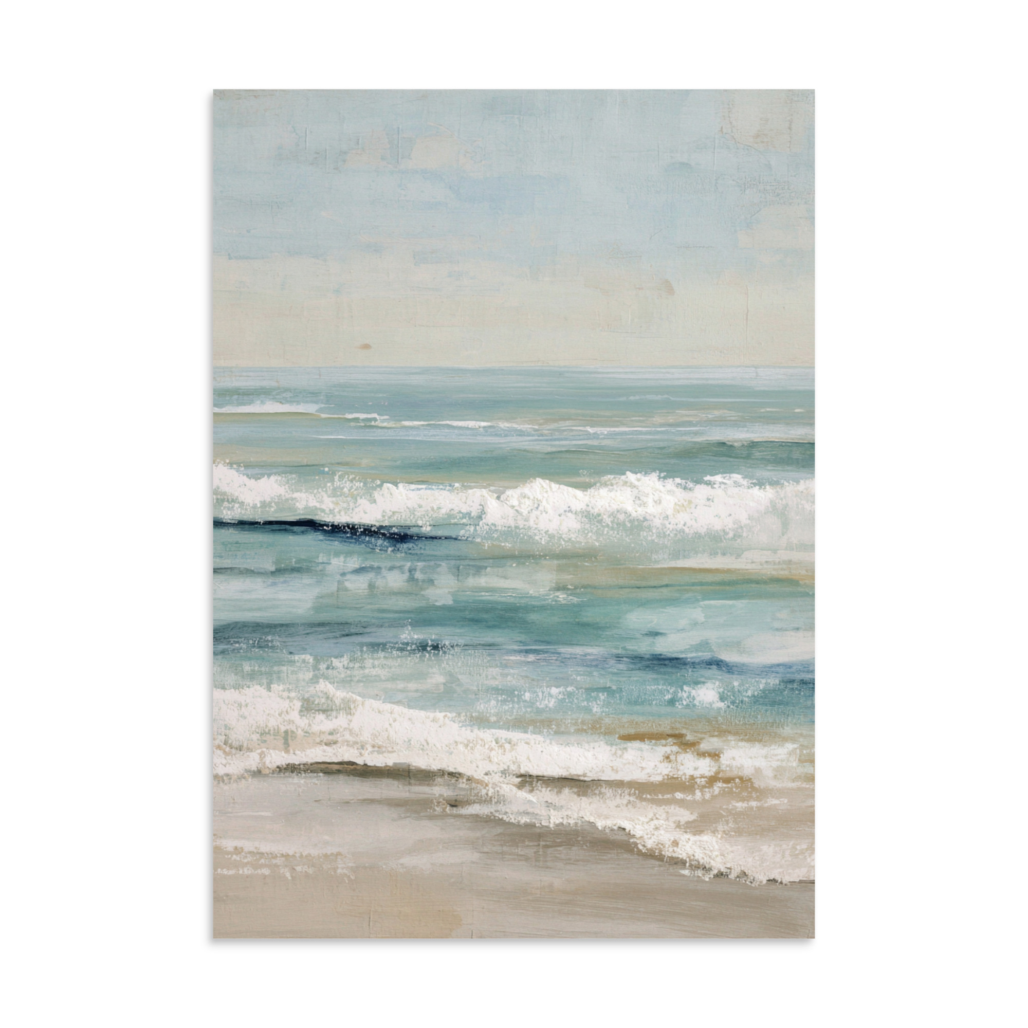 Coastal Ocean Waves Wall Art Print, Serene Beach Seascape, Calm Blue Sea Shore Poster