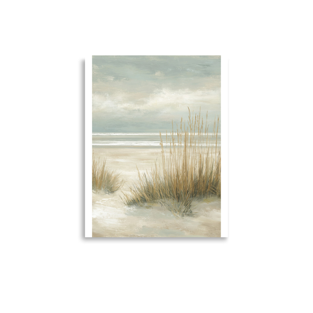 Coastal Dunes Wall Art Print, Neutral Beige Blue Beach Grass, Serene Coastal Seascape Poster - Image 7