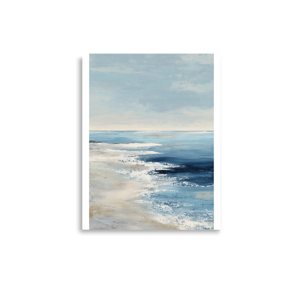Coastal Beach Waves Wall Art Print, Blue Ocean Sandy Shore, Serene Seascape Poster - Image 6