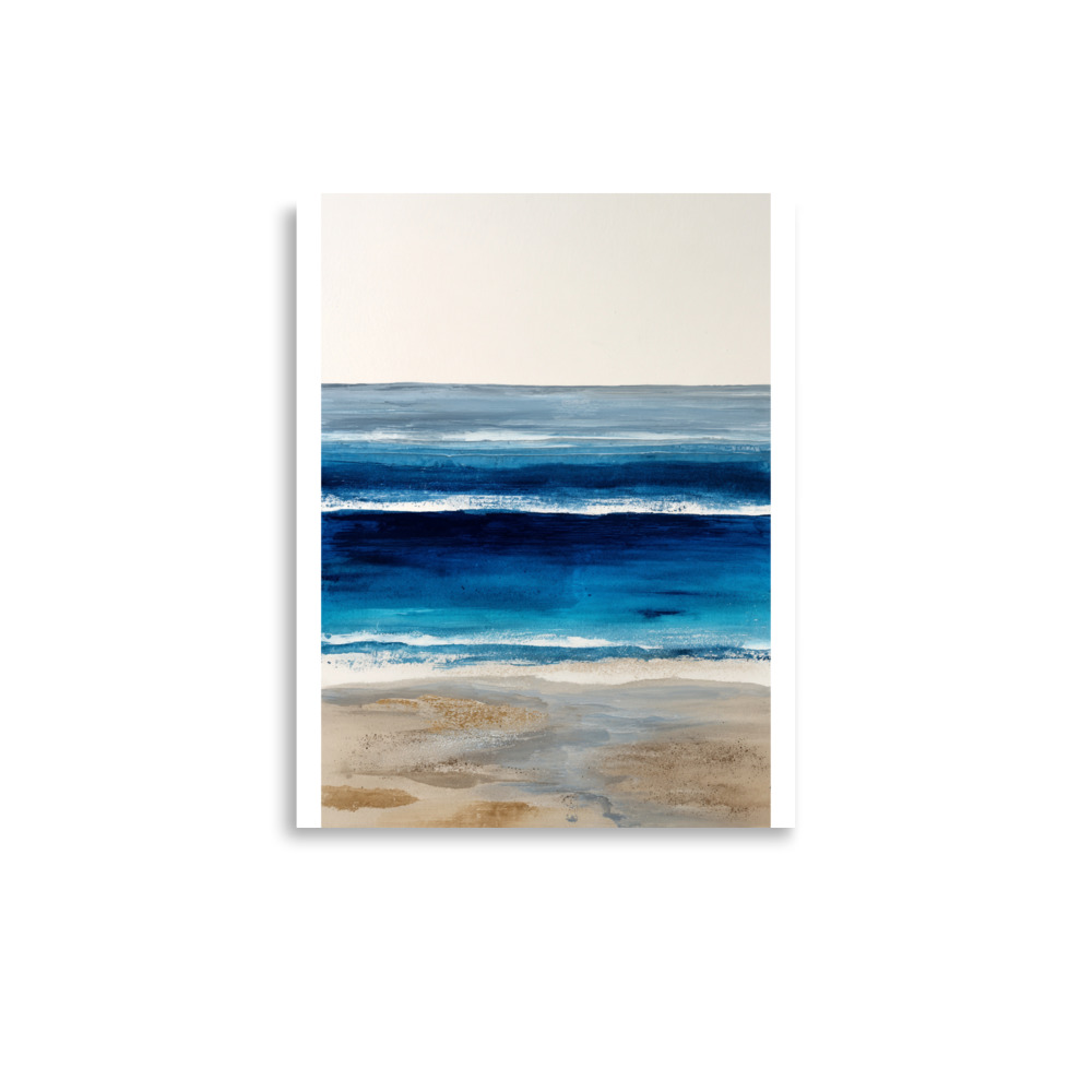 Abstract Blue Ocean Waves Watercolour Print | Coastal Wall Art | Modern Beach Seascape - Image 6