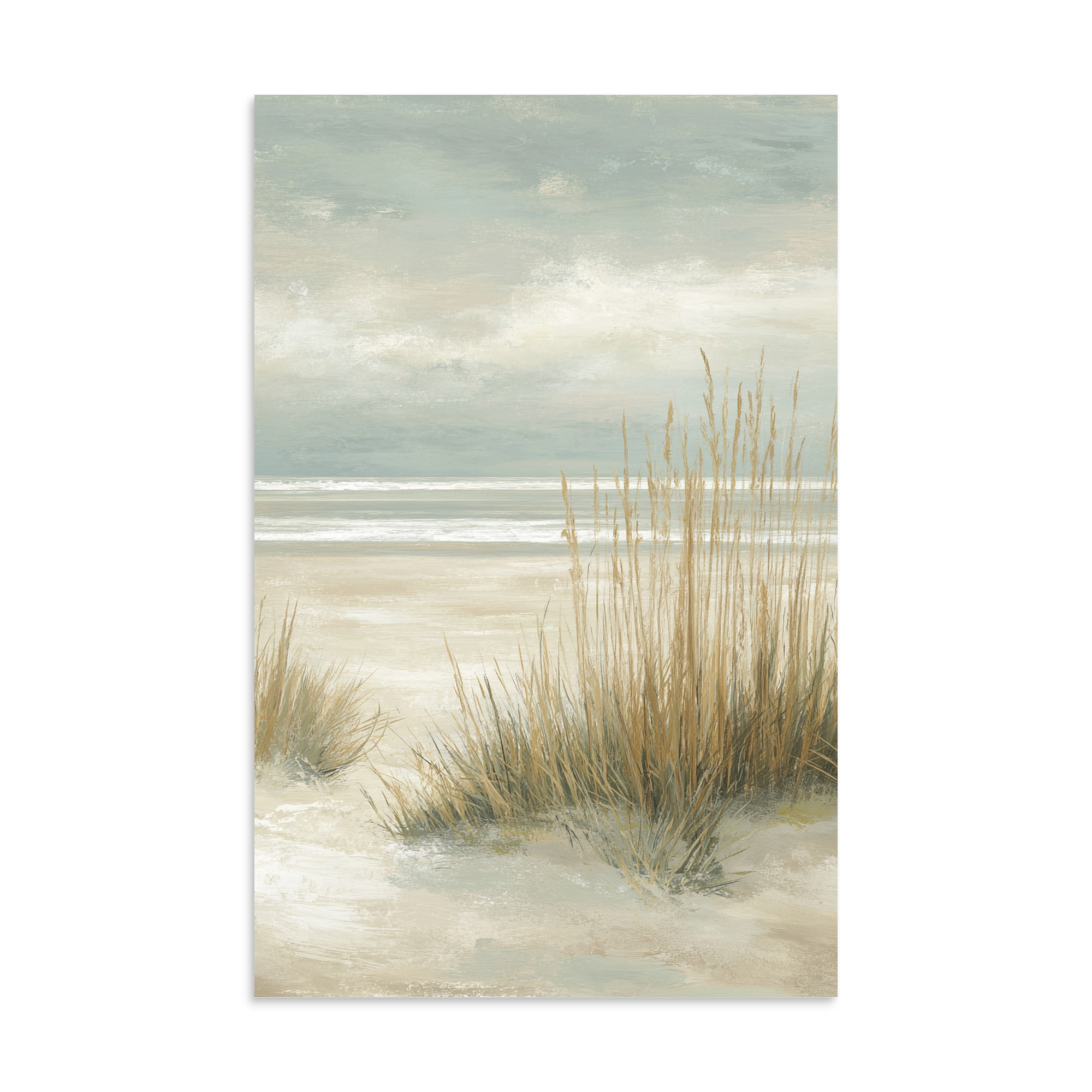 Coastal Dunes Wall Art Print, Neutral Beige Blue Beach Grass, Serene Coastal Seascape Poster - Image 8