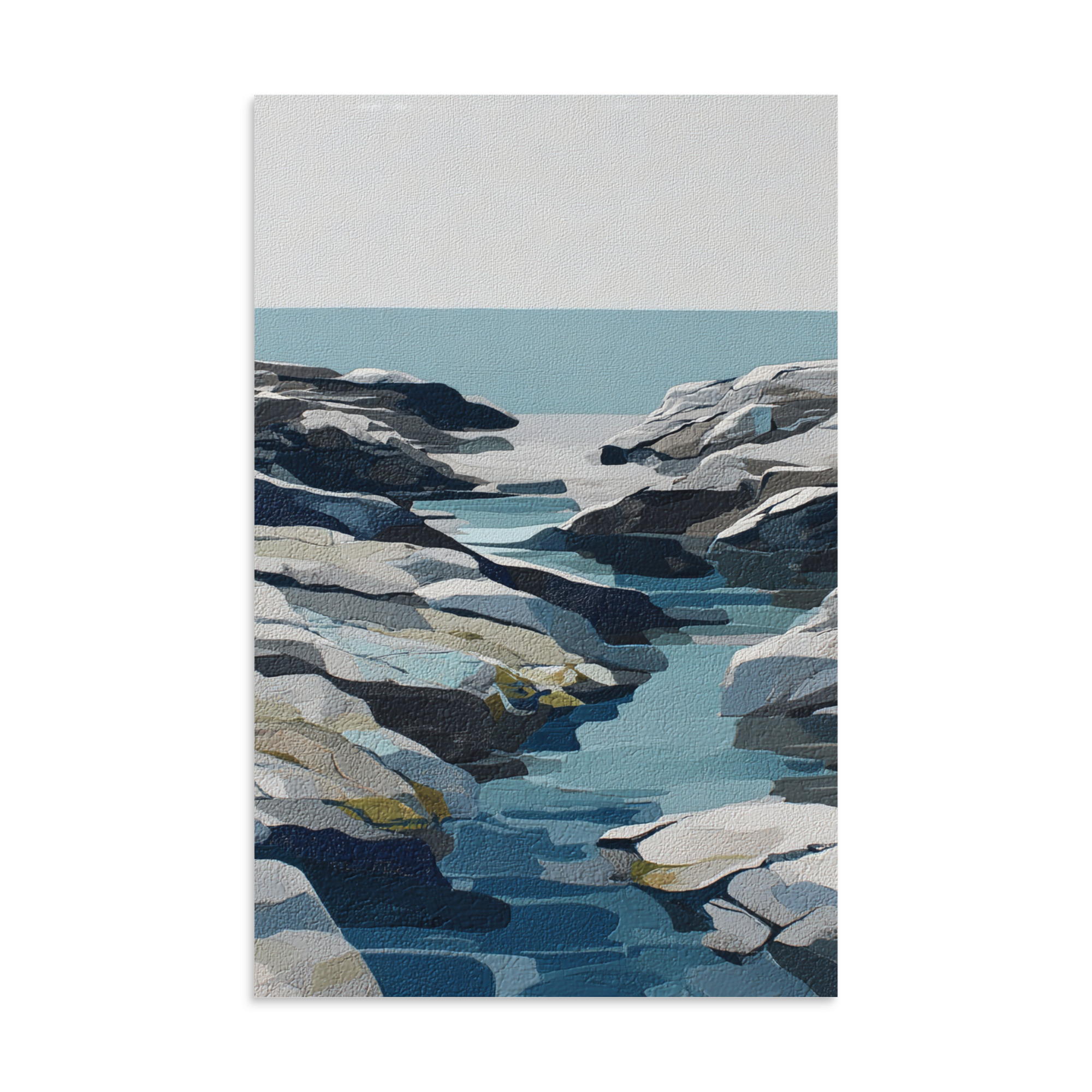 Coastal Rocks Wall Art Print, Turquoise Water Channel Seascape, Modern Rocky Shore Poster - Image 7