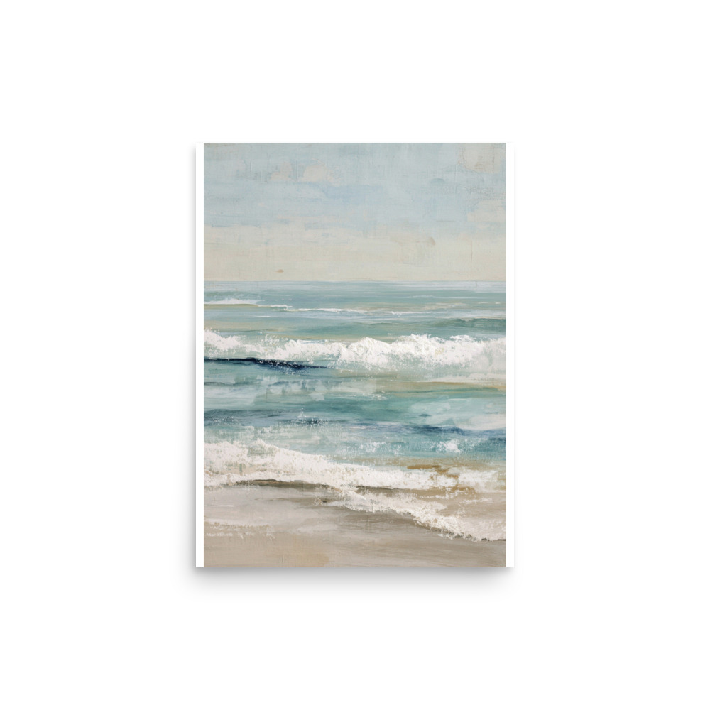 Coastal Ocean Waves Wall Art Print, Serene Beach Seascape, Calm Blue Sea Shore Poster - Image 8