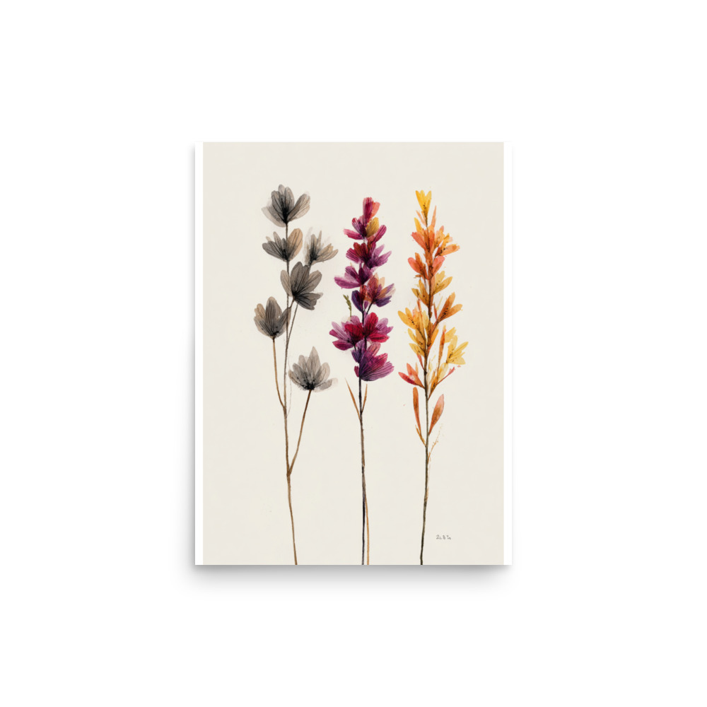 Wildflower Stems Wall Art Print, Minimalist Botanical Floral Illustration, Neutral Boho Decor - Image 9