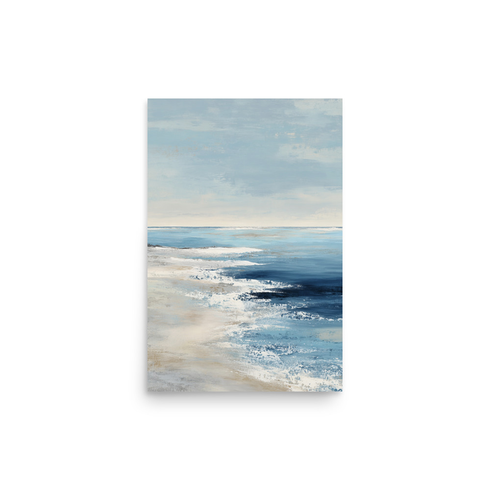 Coastal Beach Waves Wall Art Print, Blue Ocean Sandy Shore, Serene Seascape Poster - Image 9