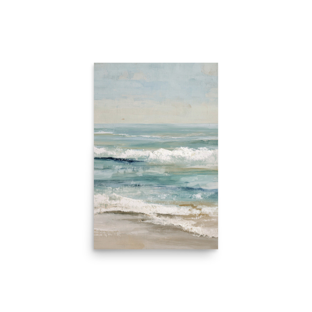 Coastal Ocean Waves Wall Art Print, Serene Beach Seascape, Calm Blue Sea Shore Poster - Image 9