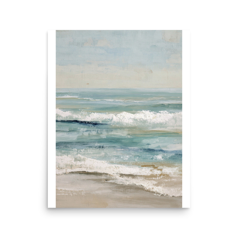 Coastal Ocean Waves Wall Art Print, Serene Beach Seascape, Calm Blue Sea Shore Poster - Image 10
