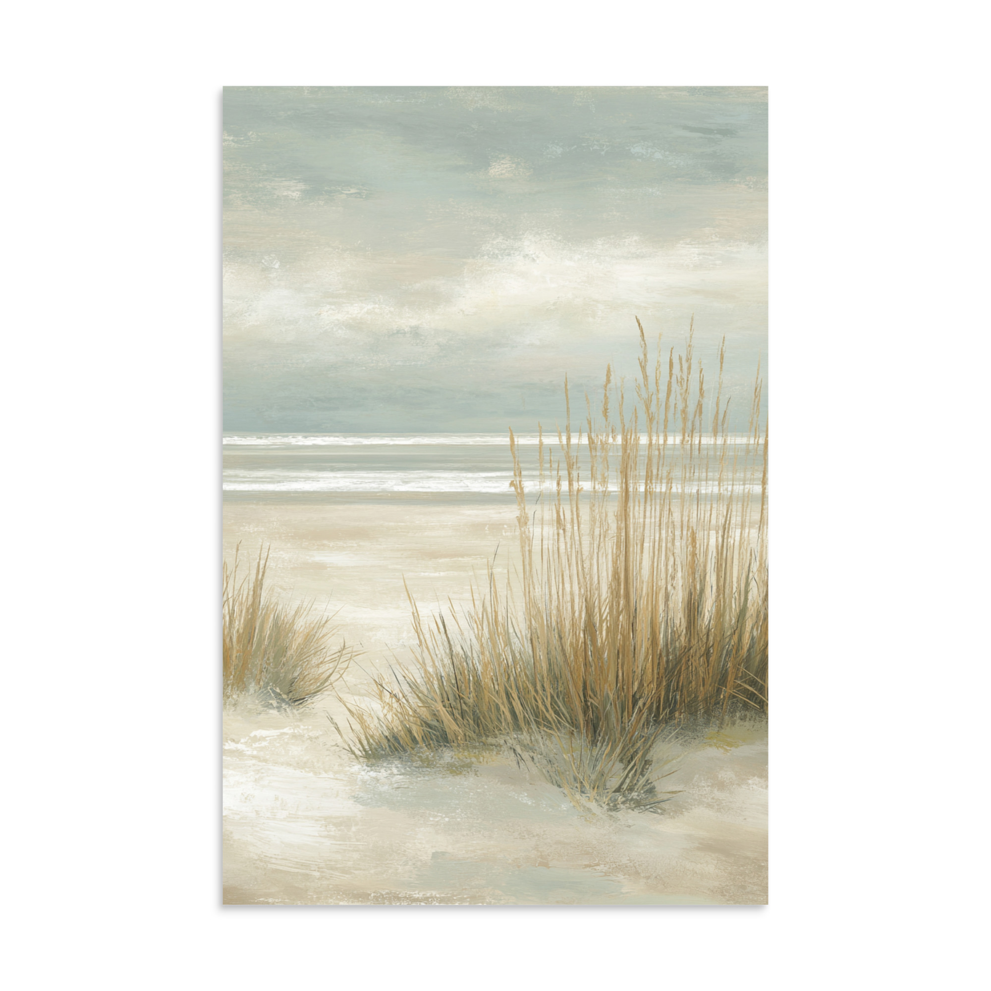 Coastal Dunes Wall Art Print, Neutral Beige Blue Beach Grass, Serene Coastal Seascape Poster - Image 12