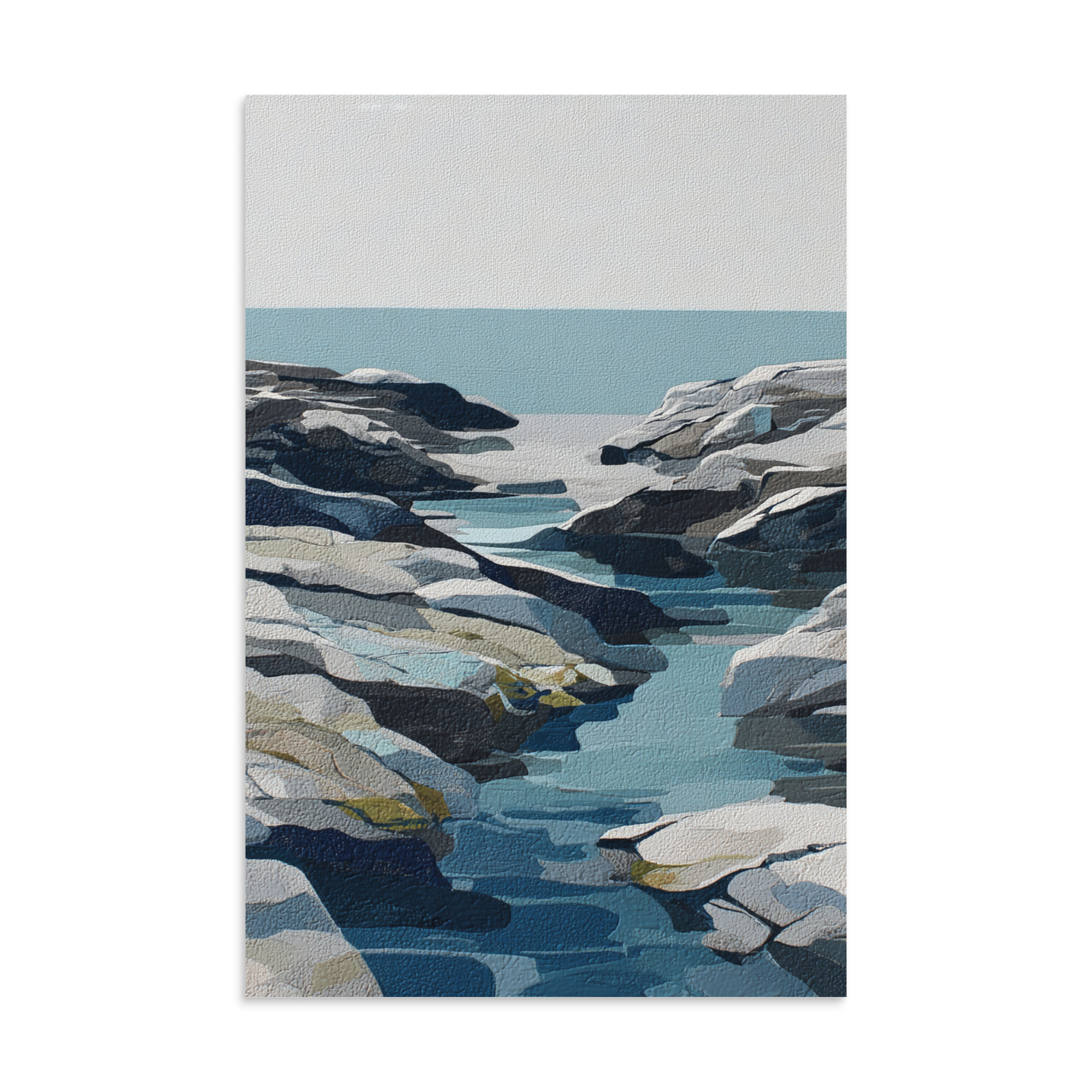 Coastal Rocks Wall Art Print, Turquoise Water Channel Seascape, Modern Rocky Shore Poster - Image 11