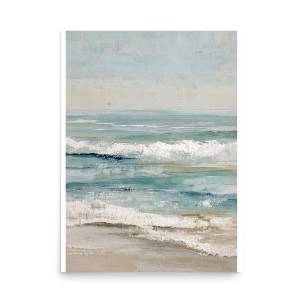 Coastal Ocean Waves Wall Art Print, Serene Beach Seascape, Calm Blue Sea Shore Poster - Image 12